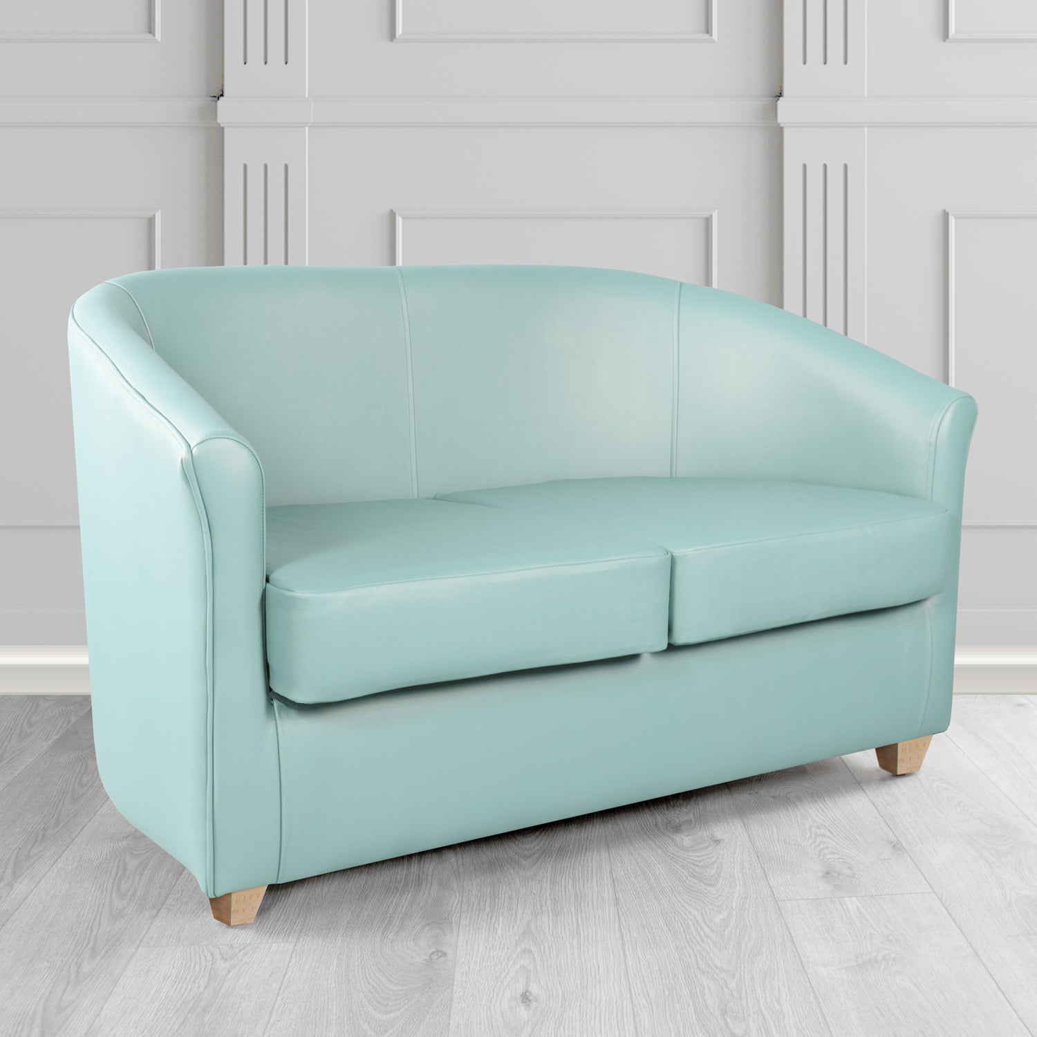 Cannes Shelly Parlour Blue Crib 5 Genuine Leather 2 Seater Tub Sofa - The Tub Chair Shop