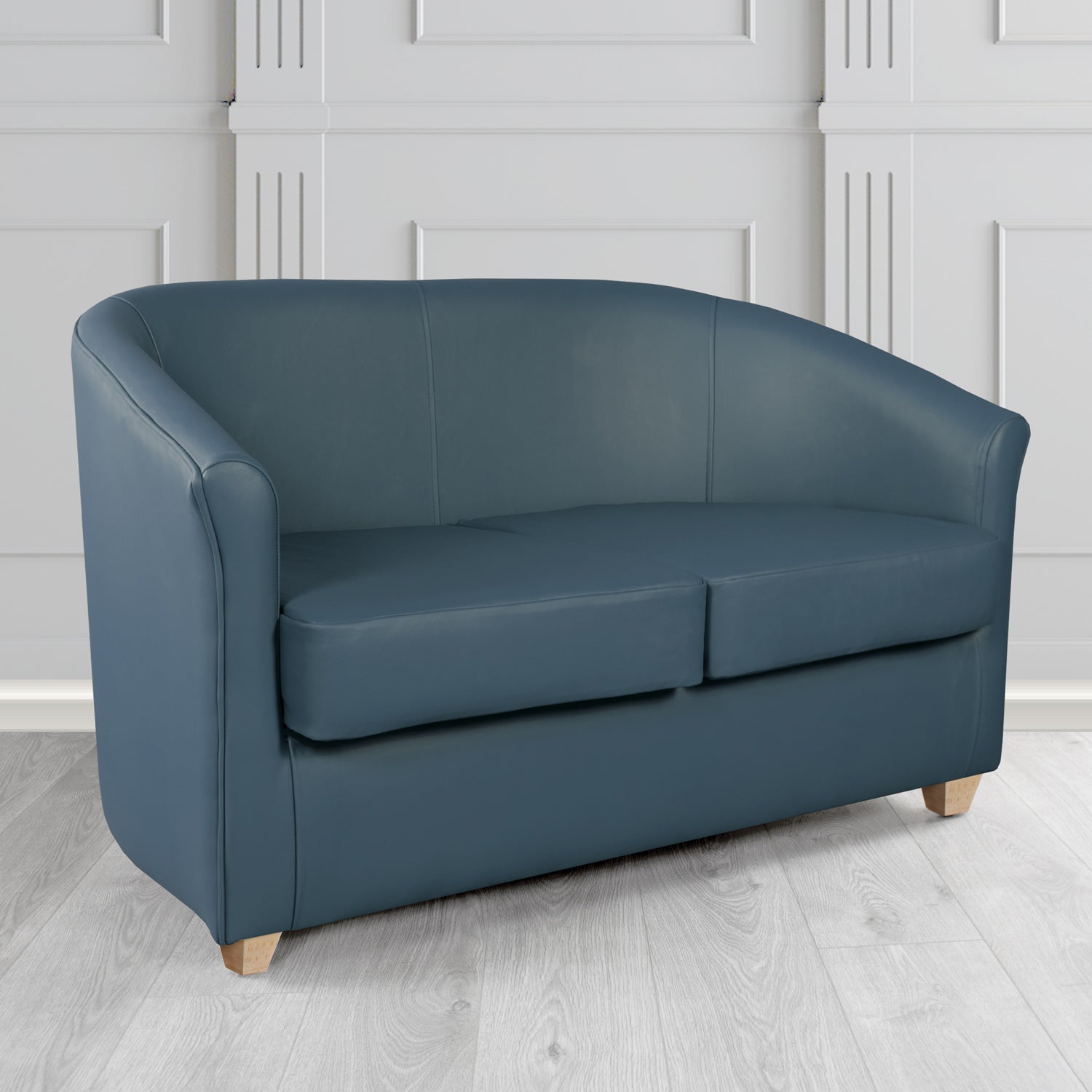 Cannes Shelly Suffolk Blue Crib 5 Genuine Leather 2 Seater Tub Sofa - The Tub Chair Shop