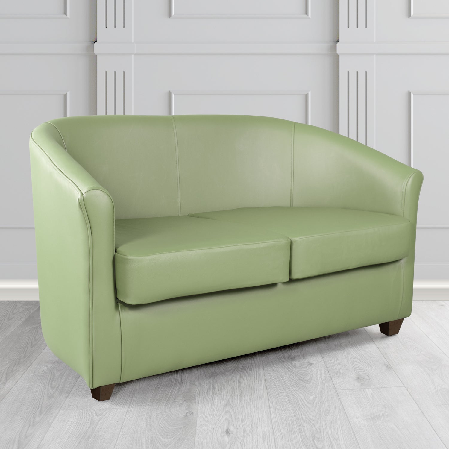 Cannes Shelly Thyme Green Crib 5 Genuine Leather 2 Seater Tub Sofa
