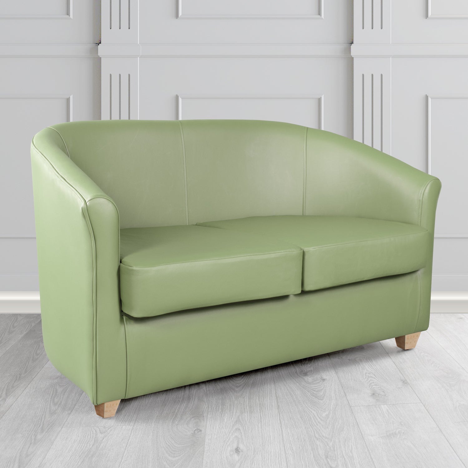 Cannes Shelly Thyme Green Crib 5 Genuine Leather 2 Seater Tub Sofa