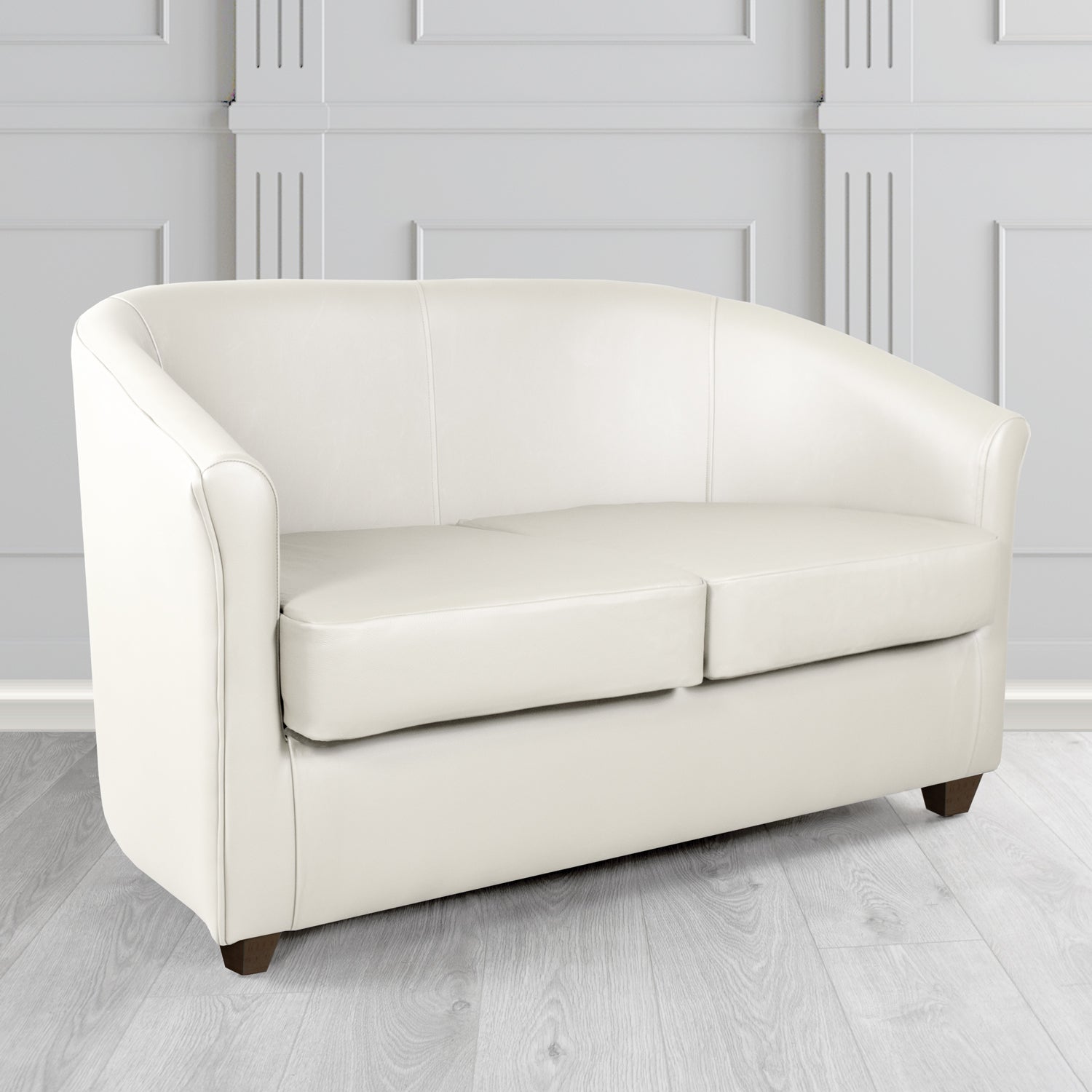Cannes Shelly White Crib 5 Genuine Leather 2 Seater Tub Sofa - The Tub Chair Shop
