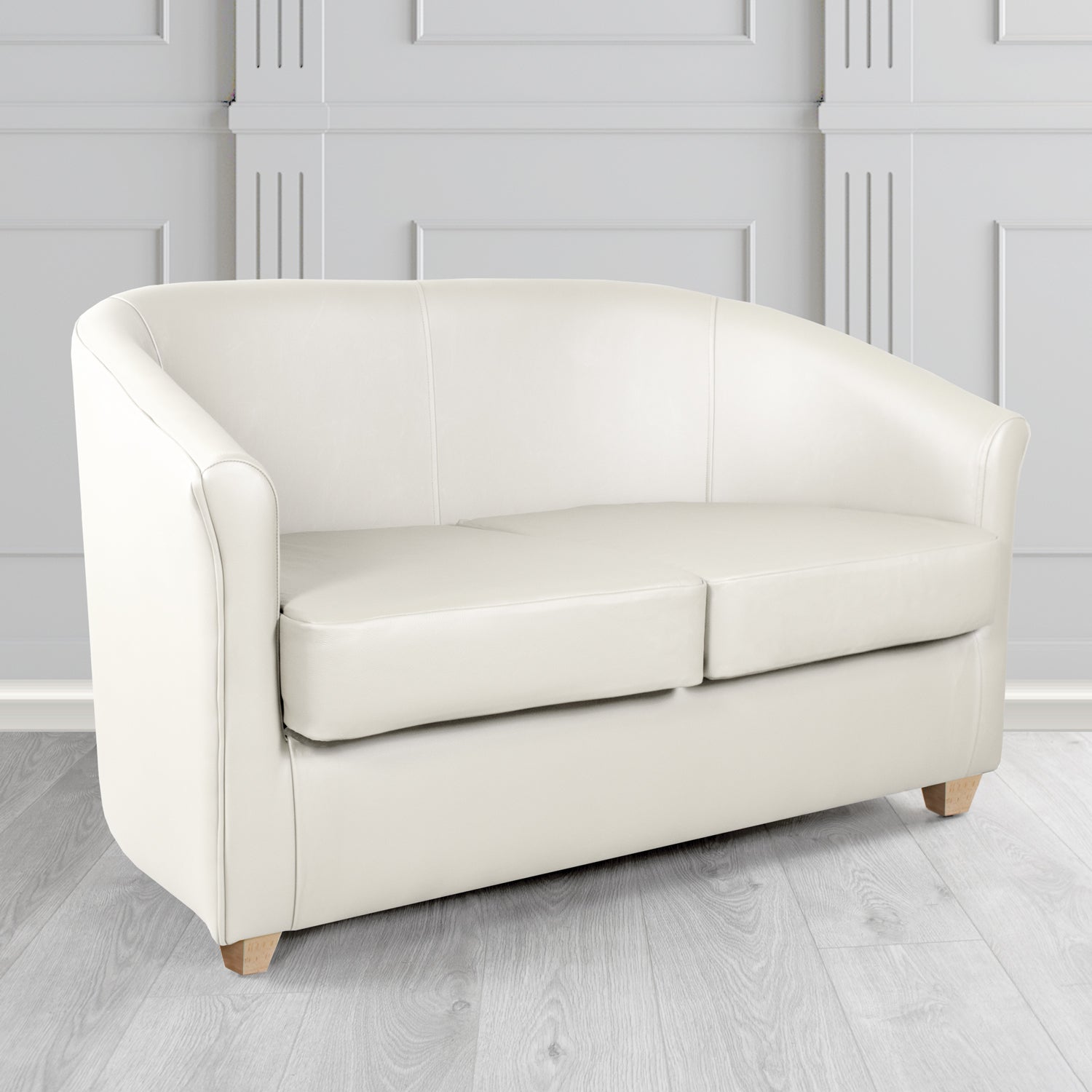 Cannes Shelly White Crib 5 Genuine Leather 2 Seater Tub Sofa - The Tub Chair Shop