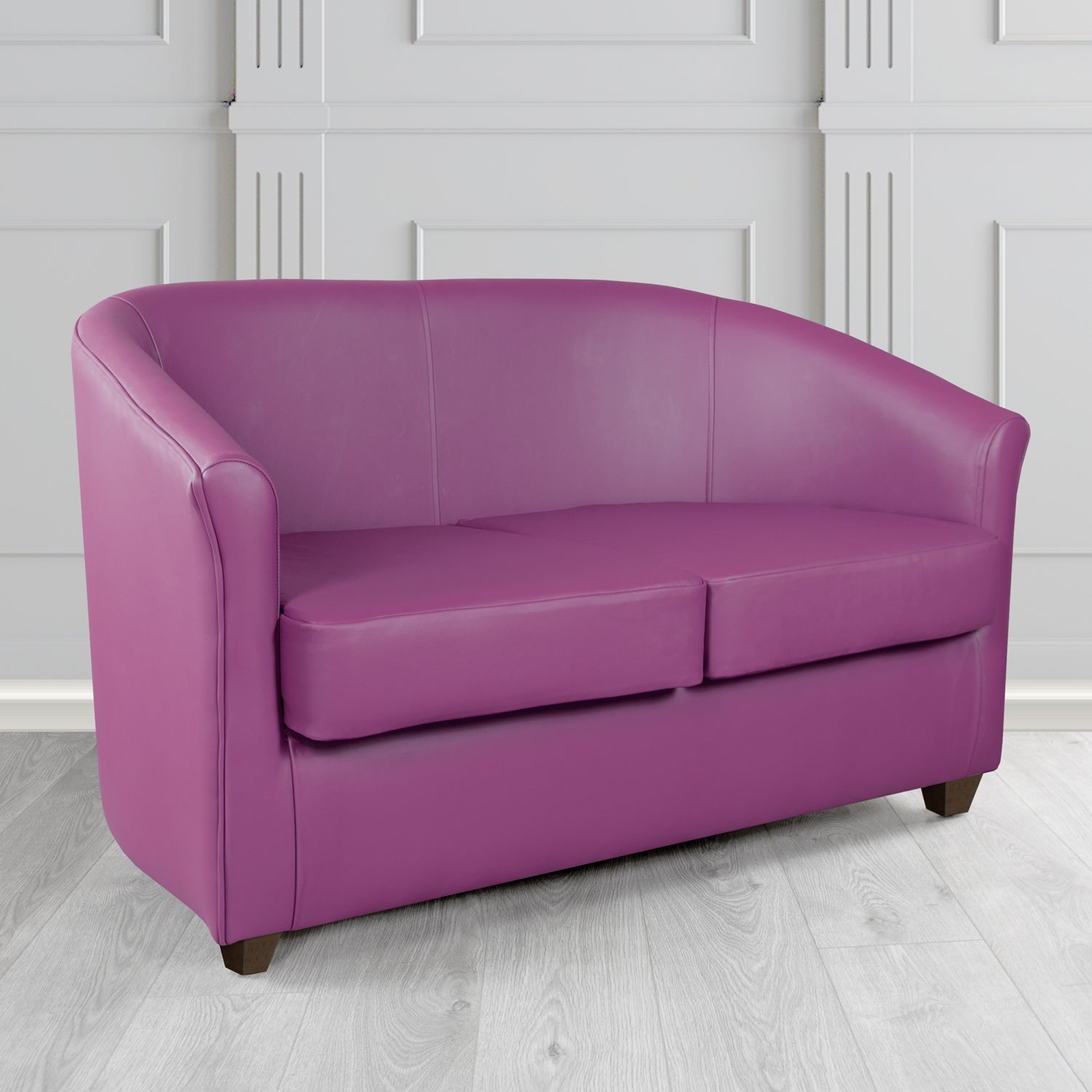 Cannes Shelly Wineberry Crib 5 Genuine Leather 2 Seater Tub Sofa - The Tub Chair Shop