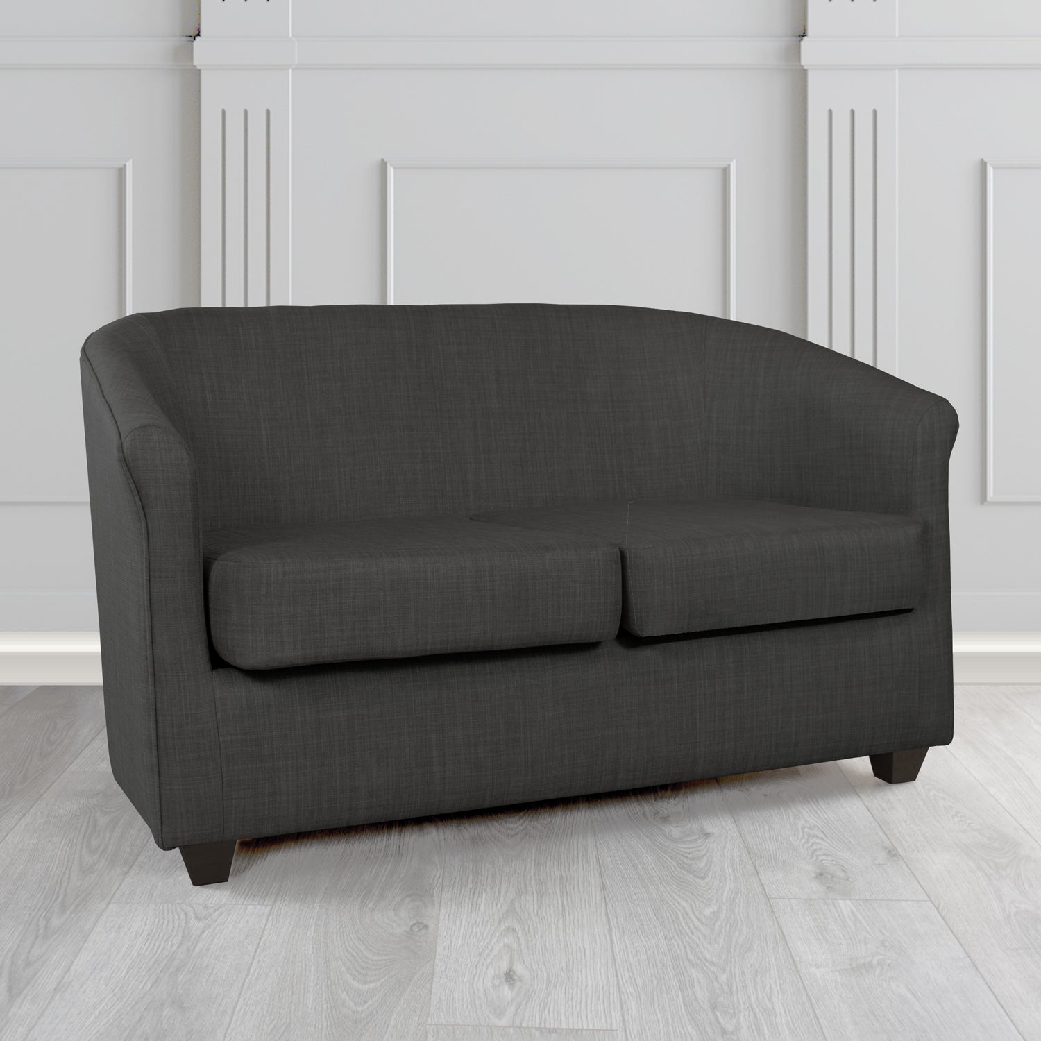Cannes Charles Ebony Linen Fabric 2 Seater Tub Sofa - The Tub Chair Shop