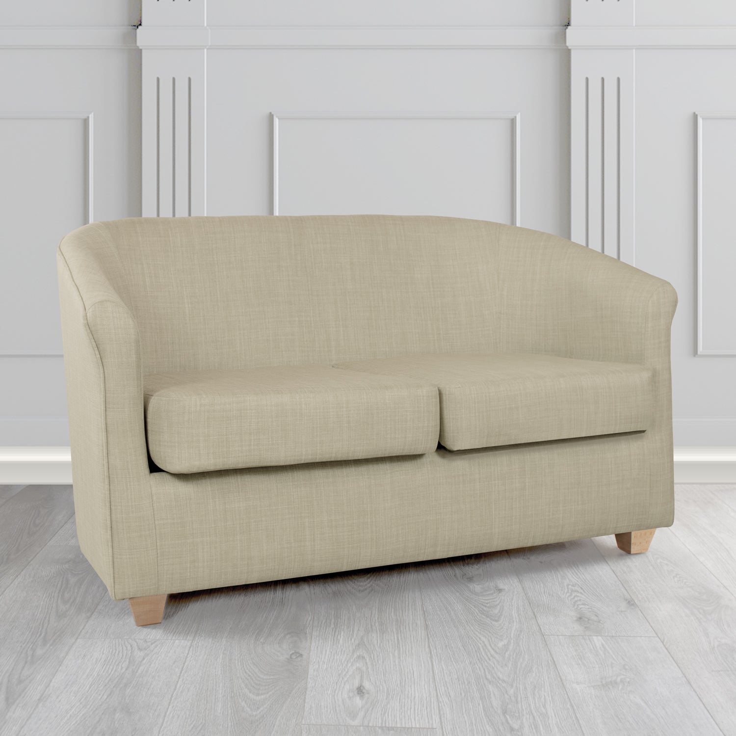 Cannes Charles Fudge Linen Fabric 2 Seater Tub Sofa - The Tub Chair Shop