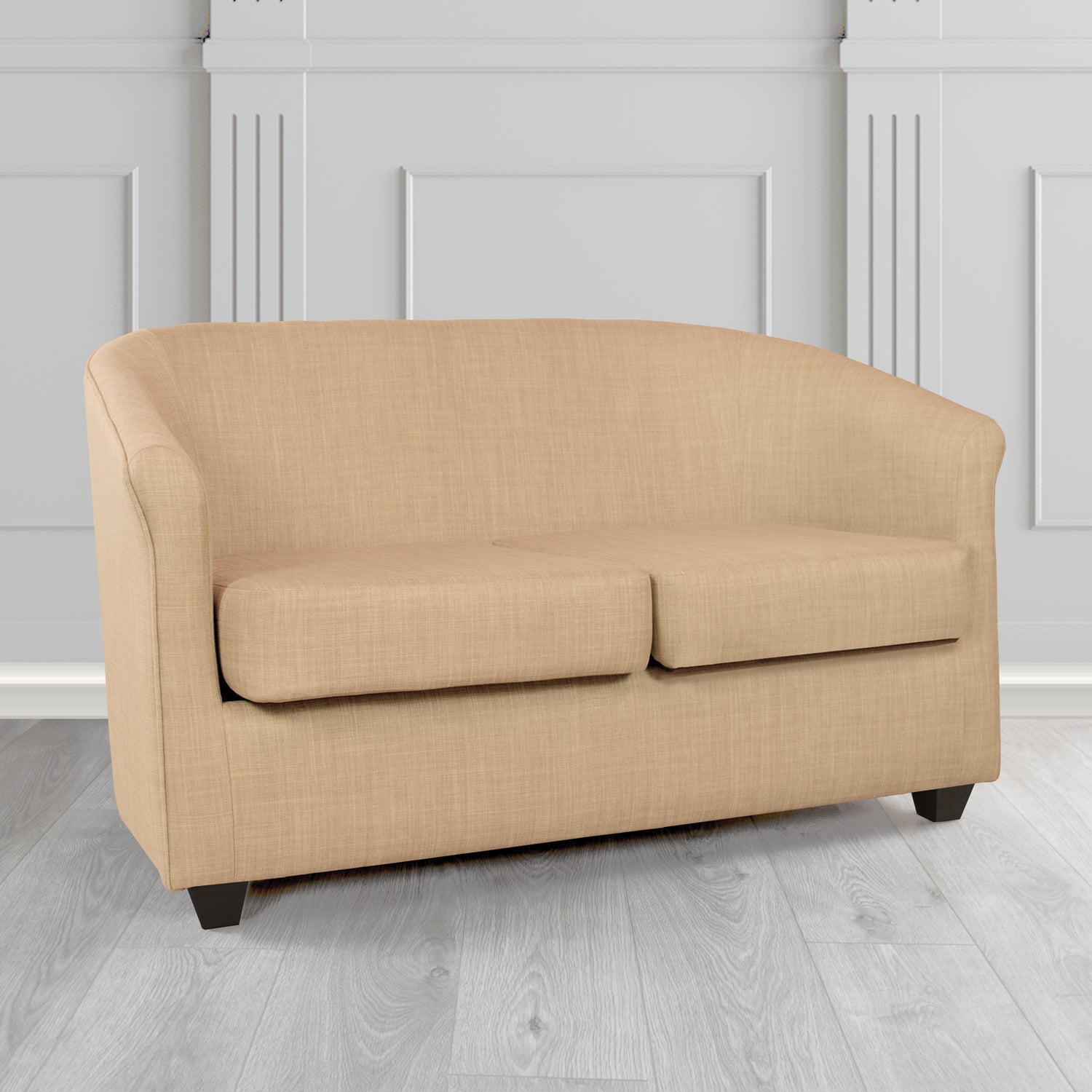 Cannes Charles Honey Linen Fabric 2 Seater Tub Sofa - The Tub Chair Shop