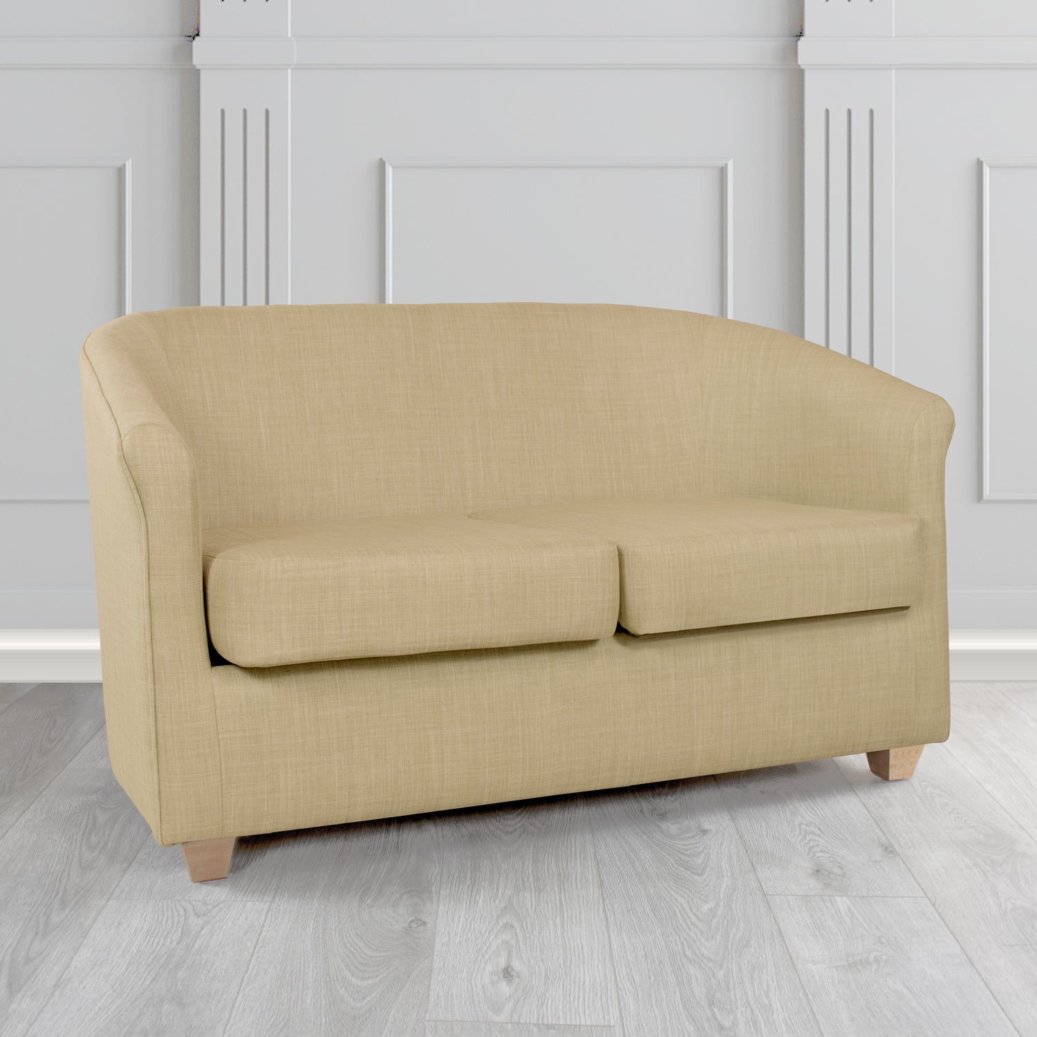 Cannes Charles Mink Linen Fabric 2 Seater Tub Sofa - The Tub Chair Shop