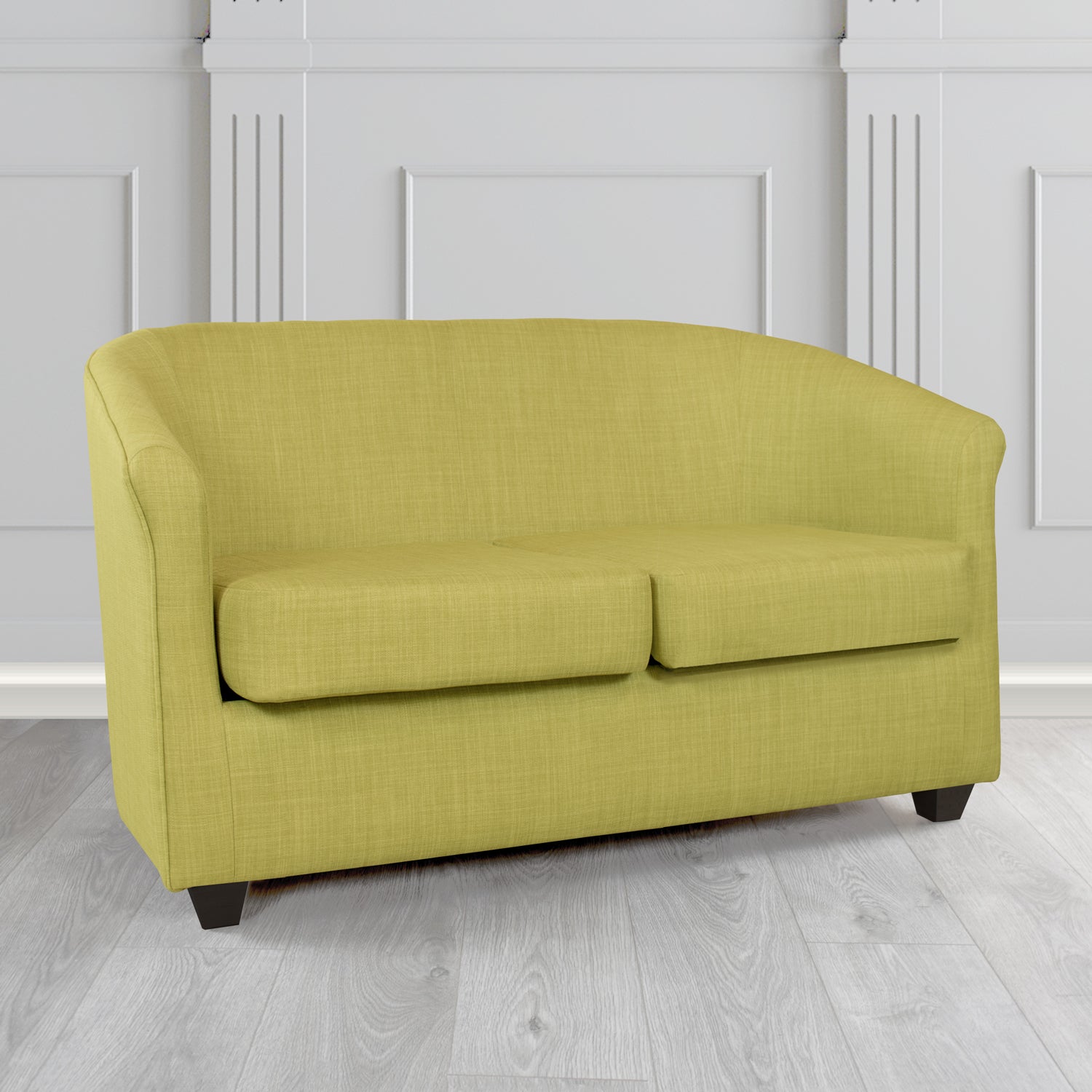 Cannes Charles Olive Linen Fabric 2 Seater Tub Sofa - The Tub Chair Shop
