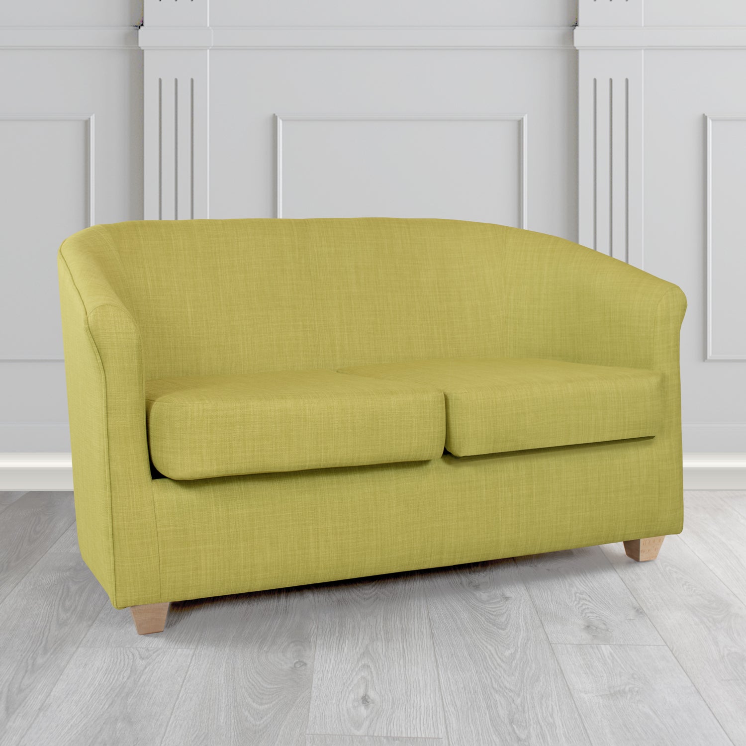 Cannes Charles Olive Linen Fabric 2 Seater Tub Sofa - The Tub Chair Shop