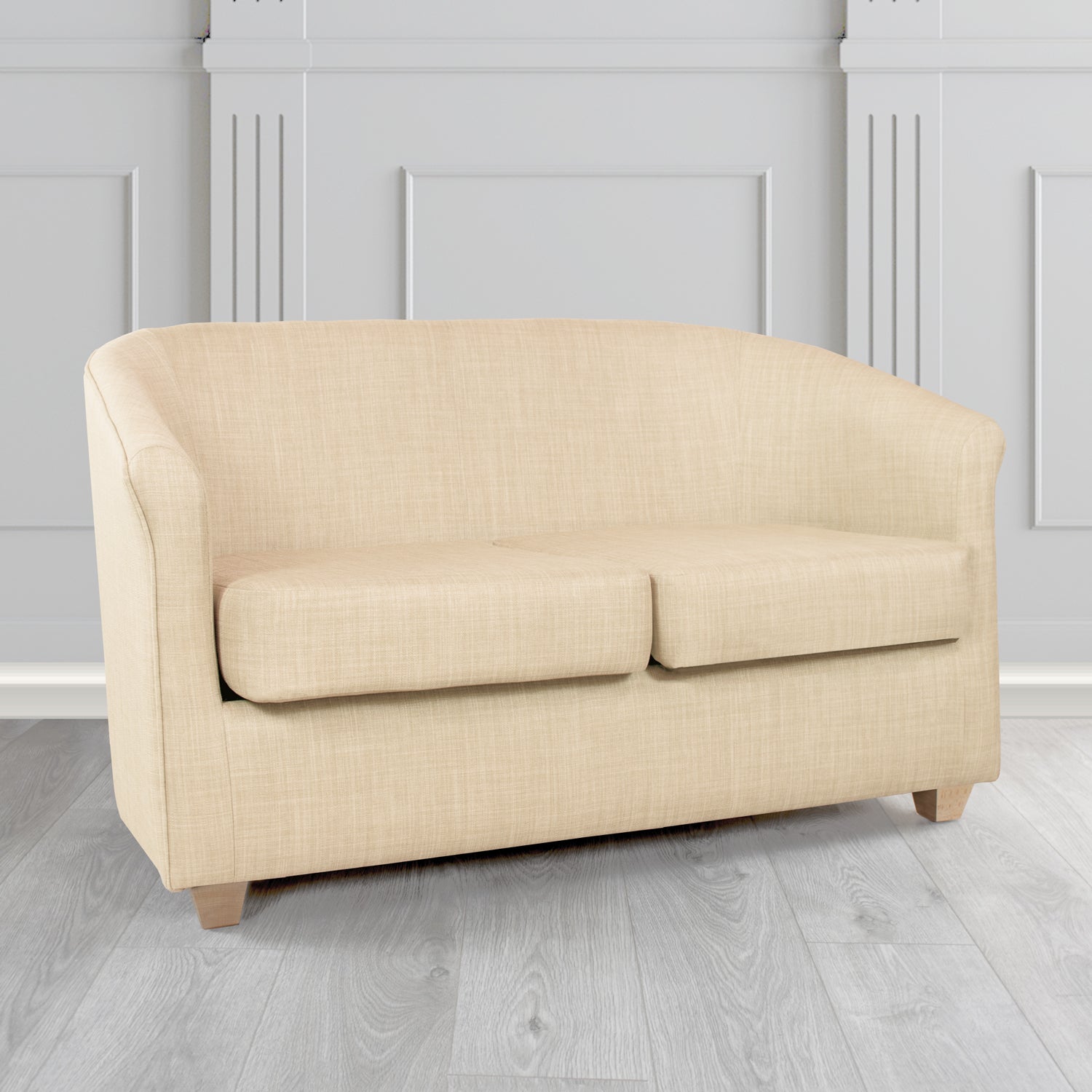 Cannes Charles Pearl Linen Fabric 2 Seater Tub Sofa - The Tub Chair Shop