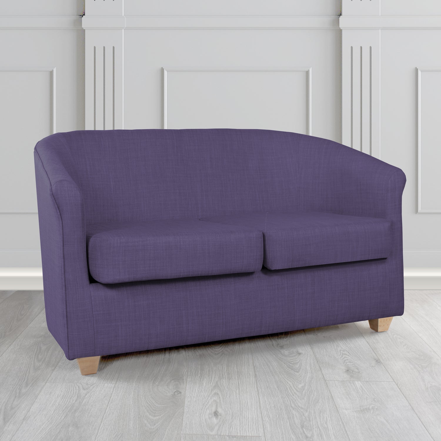 Cannes Charles Purple Linen Fabric 2 Seater Tub Sofa - The Tub Chair Shop