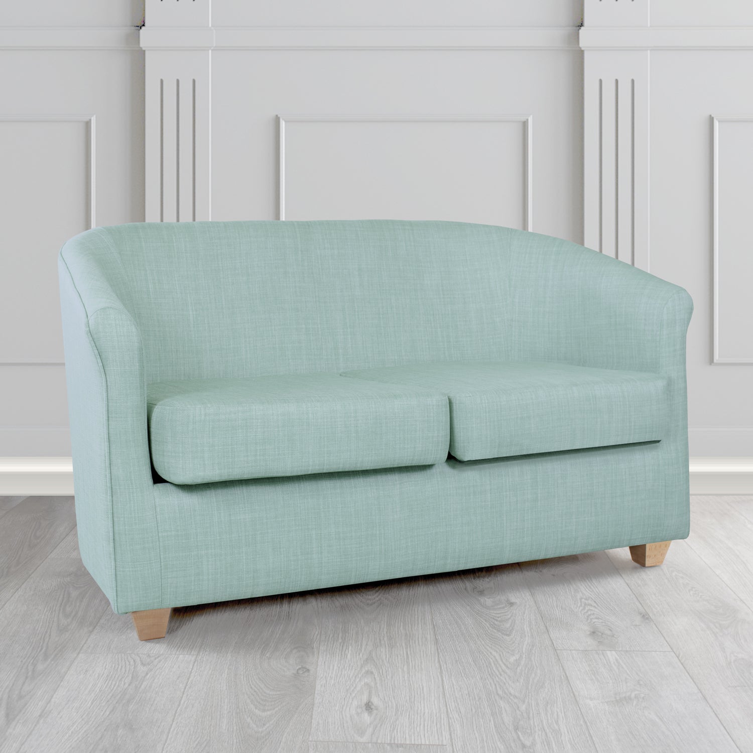 Cannes Charles Sky Linen Fabric 2 Seater Tub Sofa - The Tub Chair Shop