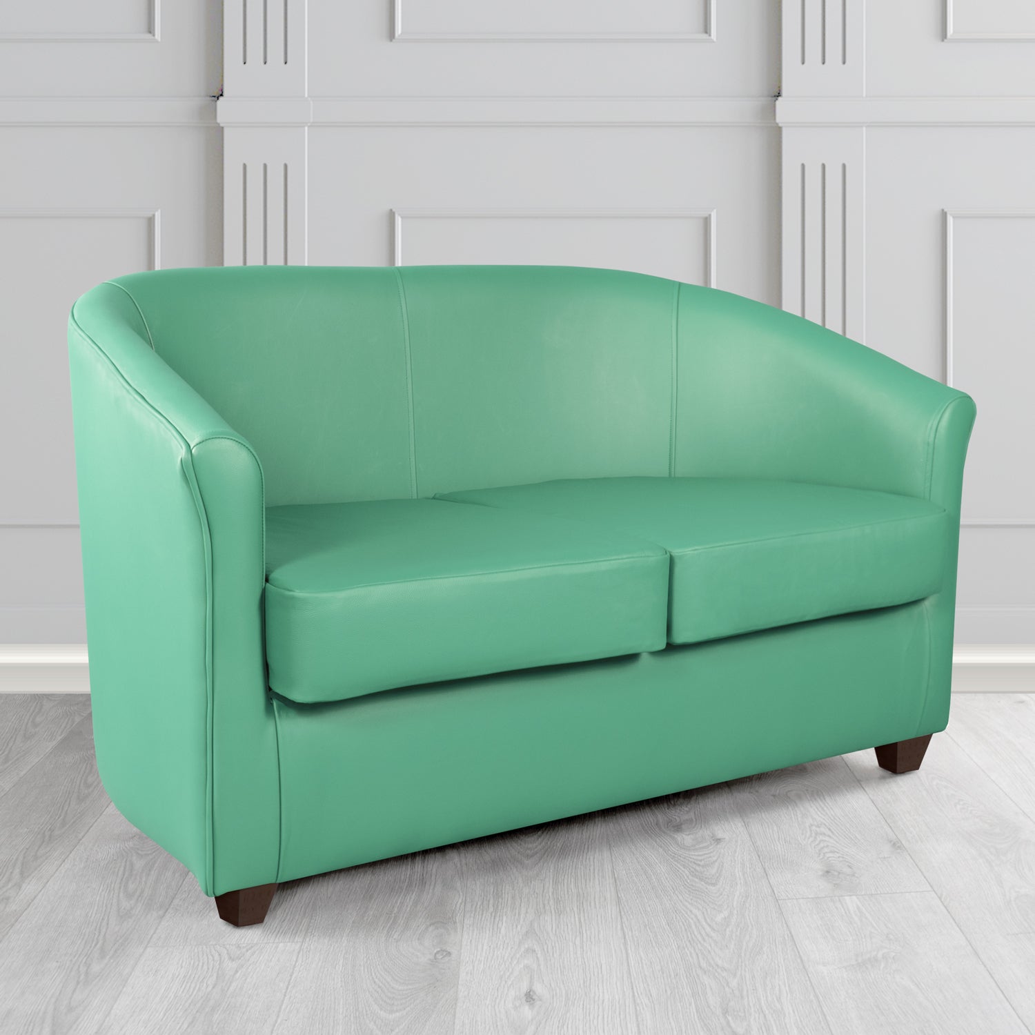 Cannes 2 Seater Tub Sofa in Just Colour Applemint Crib 5 Faux Leather - The Tub Chair Shop