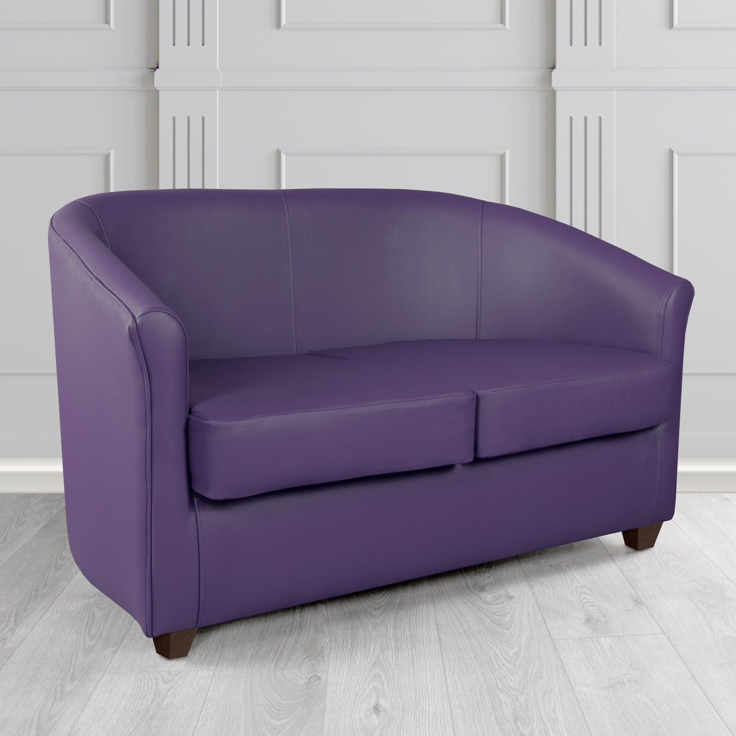 Cannes 2 Seater Tub Sofa in Just Colour Blackberry Crib 5 Faux Leather - The Tub Chair Shop