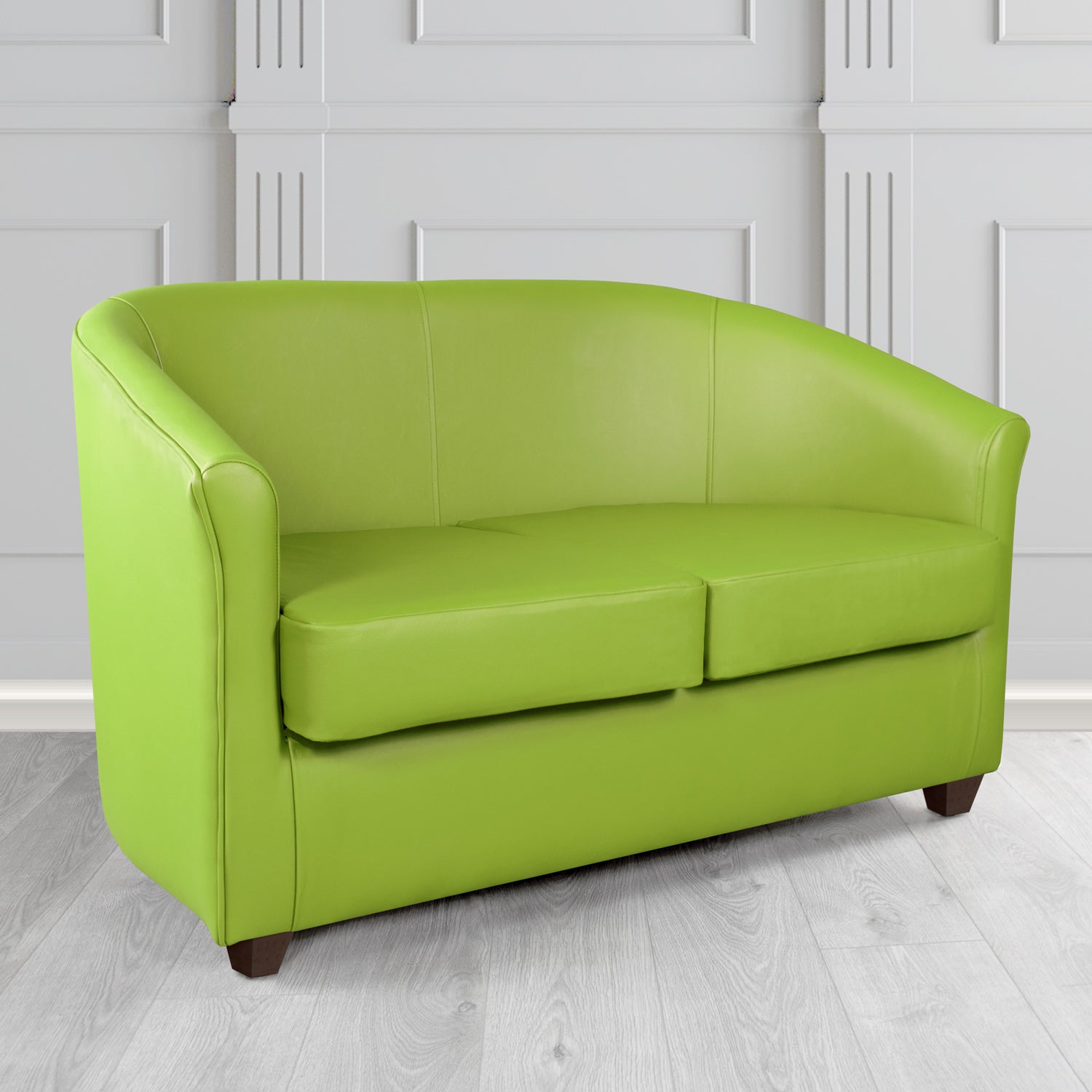 Cannes 2 Seater Tub Sofa in Just Colour Citrus Green Crib 5 Faux Leather - The Tub Chair Shop