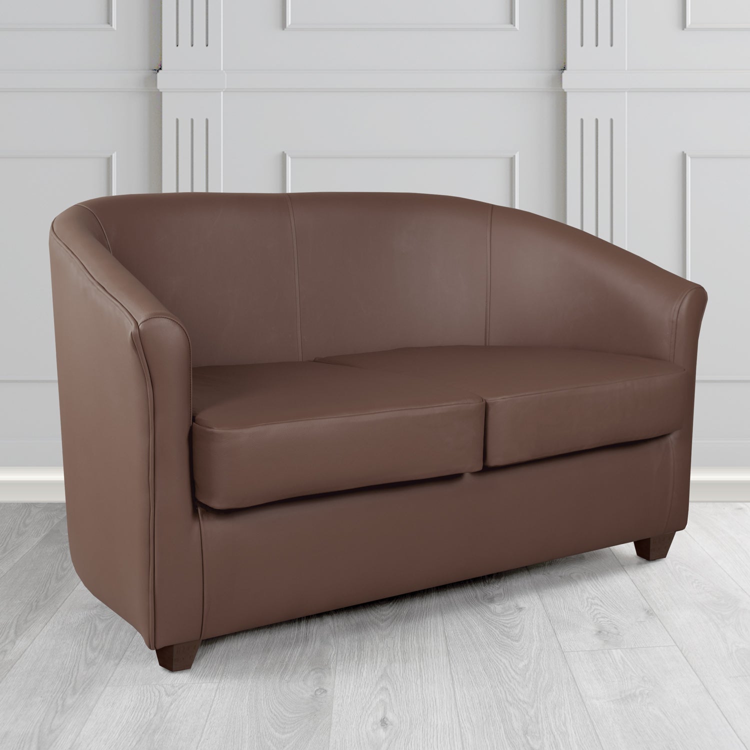 Cannes 2 Seater Tub Sofa in Just Colour Cocoa Crib 5 Faux Leather - The Tub Chair Shop