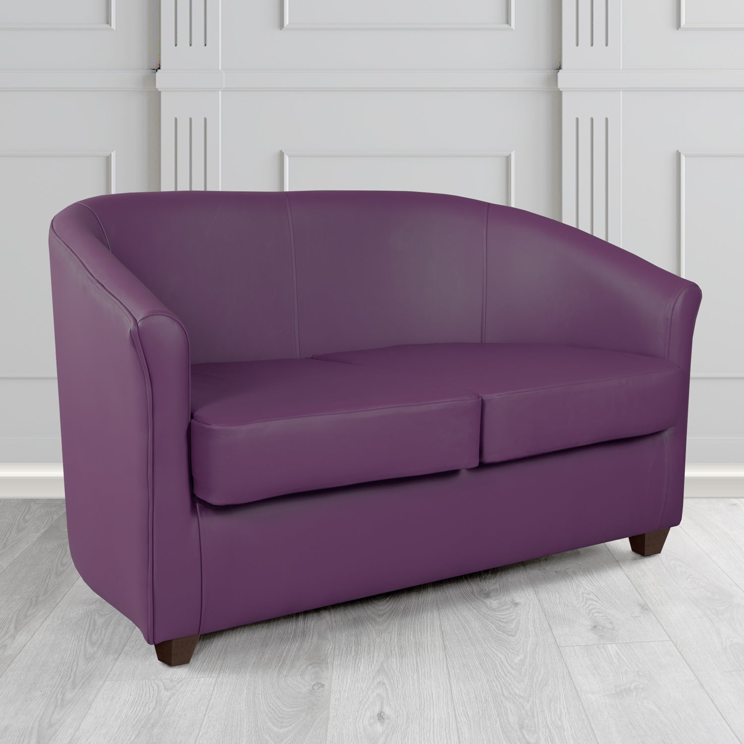 Cannes 2 Seater Tub Sofa in Just Colour Damson Crib 5 Faux Leather
