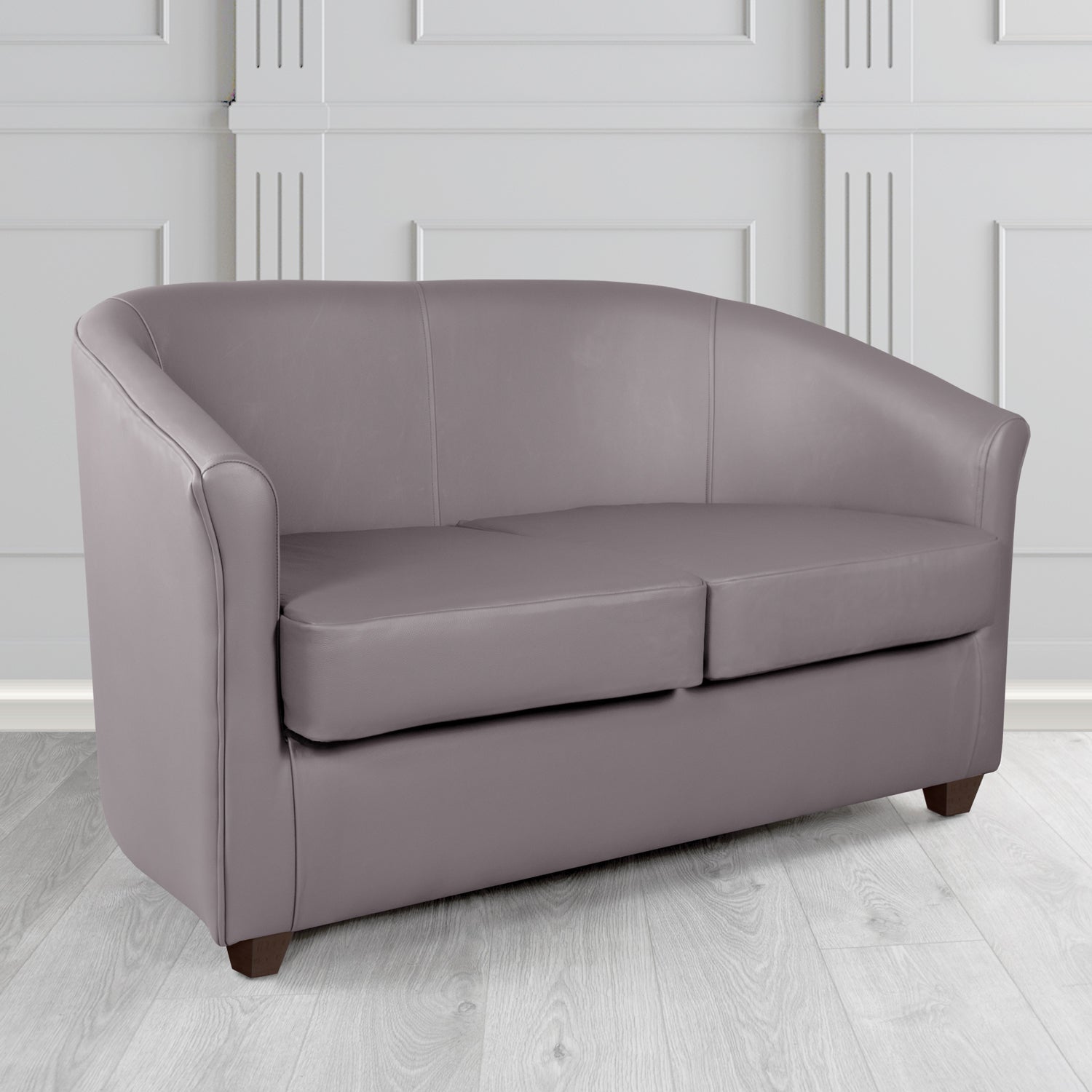 Cannes 2 Seater Tub Sofa in Just Colour Elephant Crib 5 Faux Leather - The Tub Chair Shop