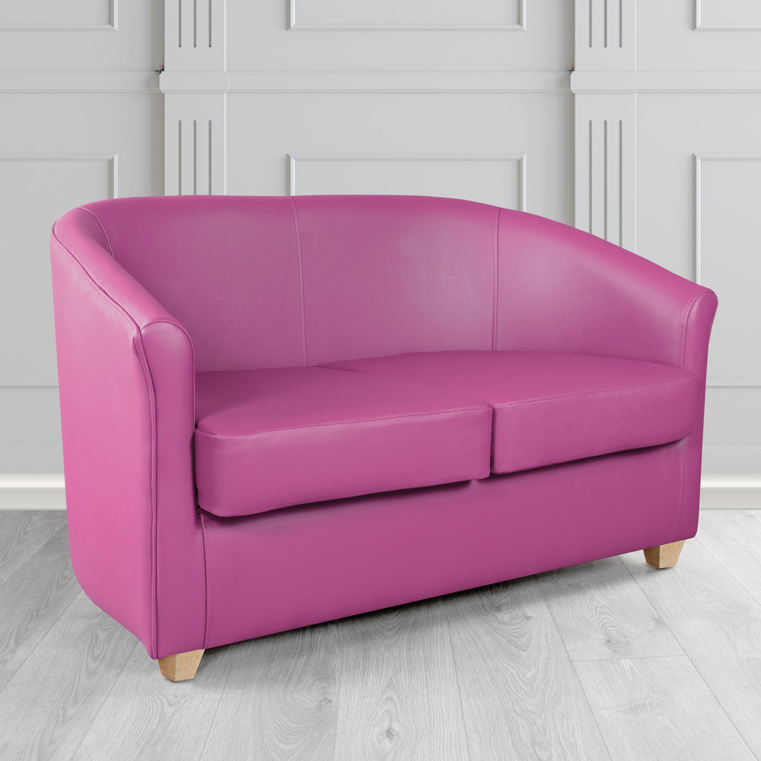 Cannes 2 Seater Tub Sofa in Just Colour Fuchsia Crib 5 Faux Leather - The Tub Chair Shop