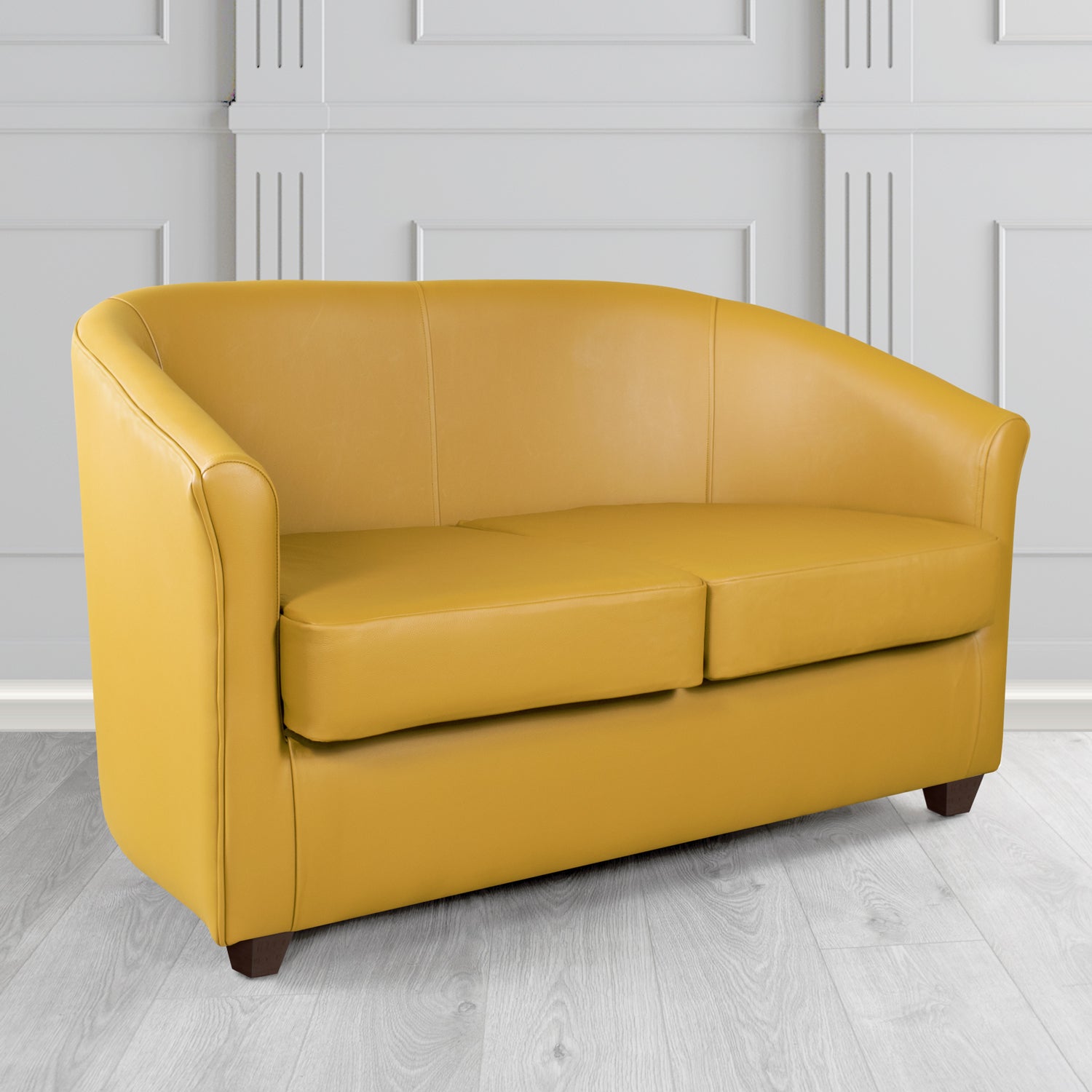 Cannes 2 Seater Tub Sofa in Just Colour Golden Honey Crib 5 Faux Leather - The Tub Chair Shop
