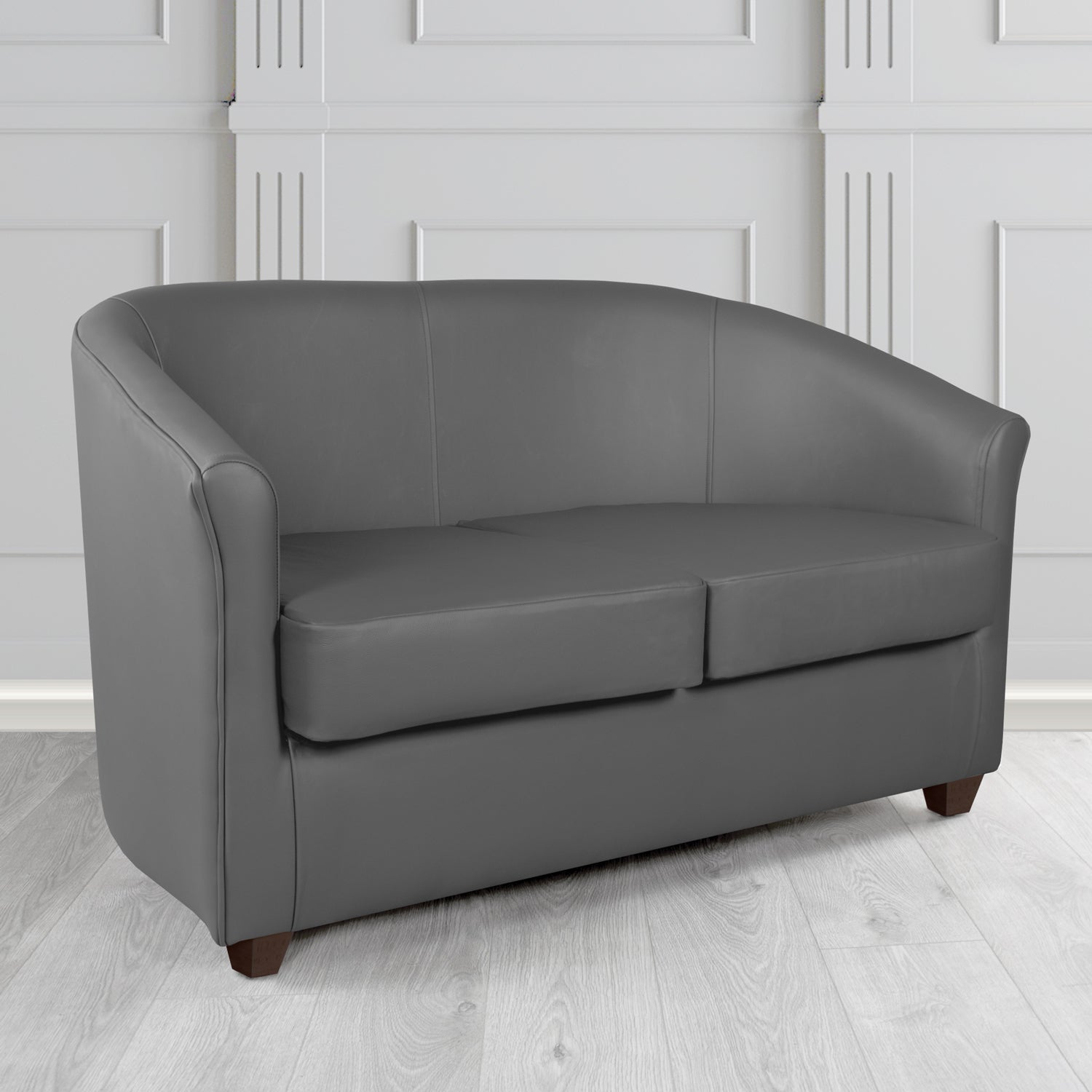 Cannes 2 Seater Tub Sofa in Just Colour Gunmetal Grey Crib 5 Faux Leather - The Tub Chair Shop