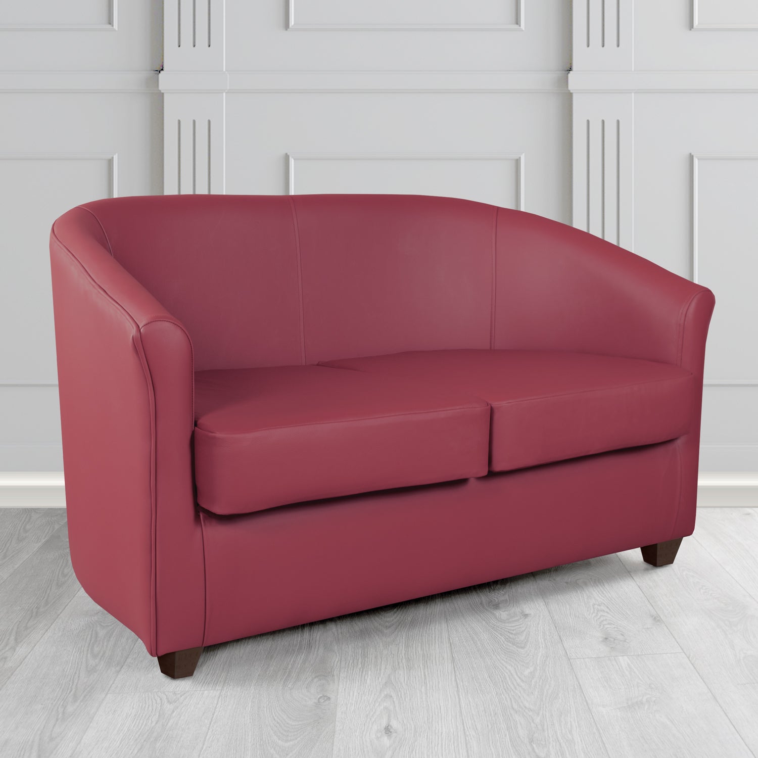 Cannes 2 Seater Tub Sofa in Just Colour Jazzberry Crib 5 Faux Leather - The Tub Chair Shop