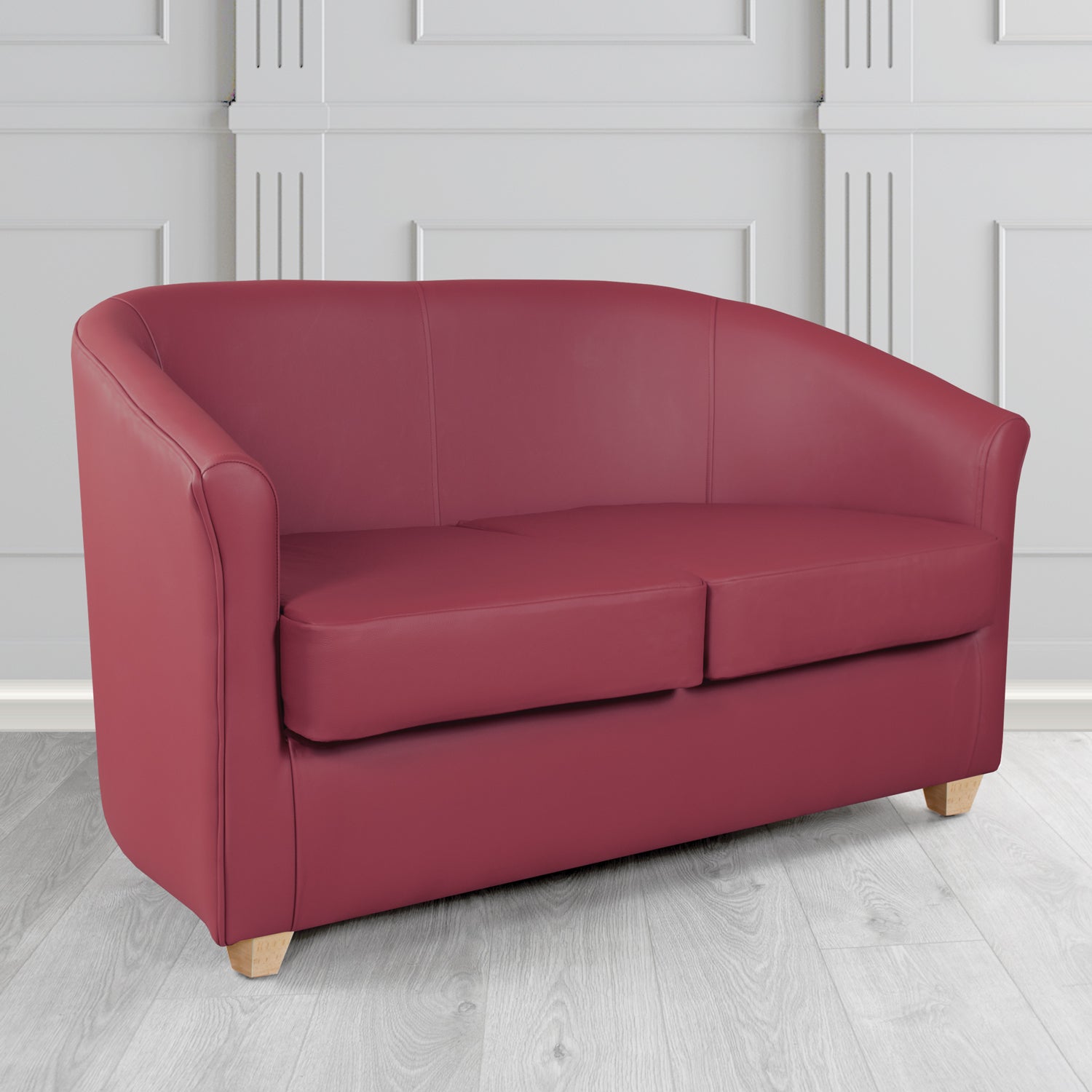 Cannes 2 Seater Tub Sofa in Just Colour Jazzberry Crib 5 Faux Leather - The Tub Chair Shop
