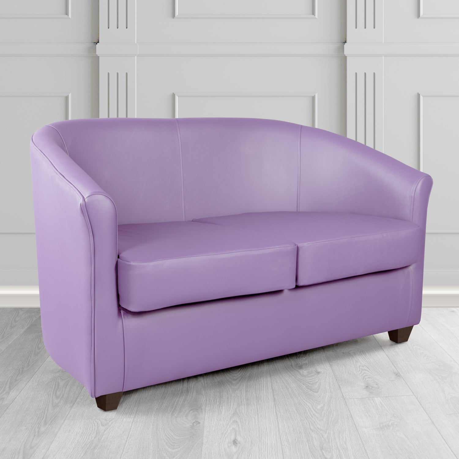 Cannes 2 Seater Tub Sofa in Just Colour Lilac Crib 5 Faux Leather - The Tub Chair Shop