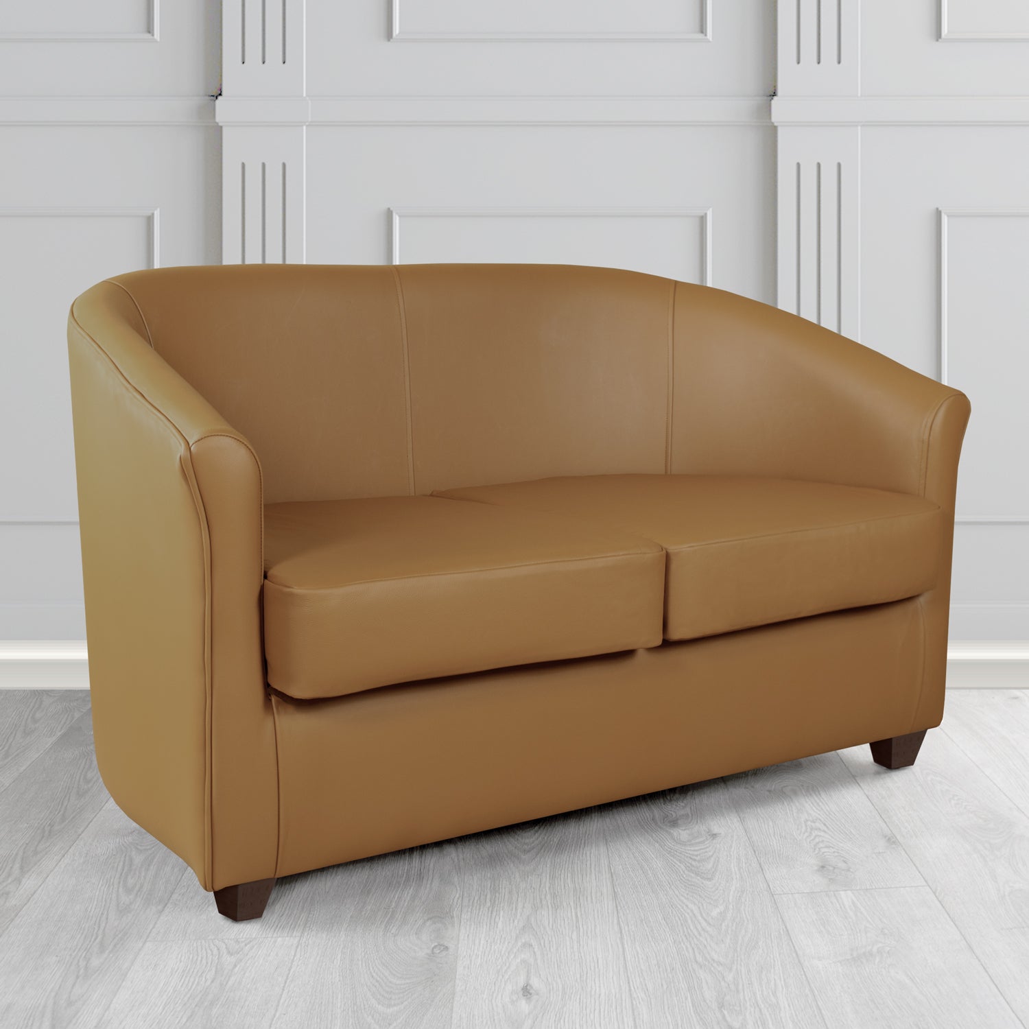 Cannes 2 Seater Tub Sofa in Just Colour Nutmeg Crib 5 Faux Leather - The Tub Chair Shop
