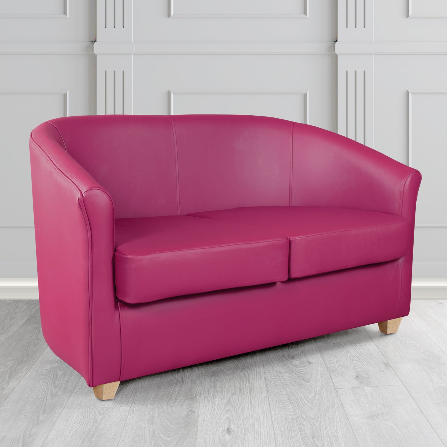 Cannes 2 Seater Tub Sofa in Just Colour Raspberry Crush Crib 5 Faux Leather - The Tub Chair Shop
