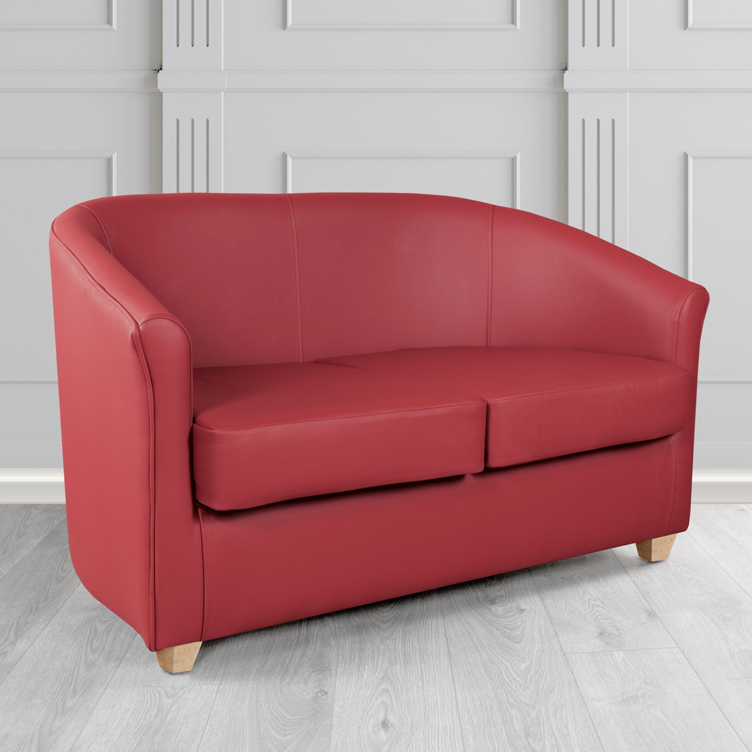 Cannes 2 Seater Tub Sofa in Just Colour Rosso Crib 5 Faux Leather - The Tub Chair Shop