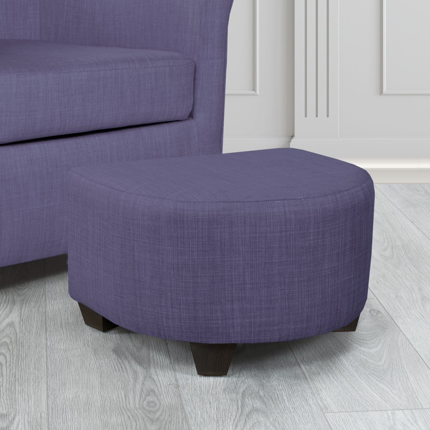 Cannes Charles Purple Plain Linen Fabric Footstool - The Tub Chair Shop