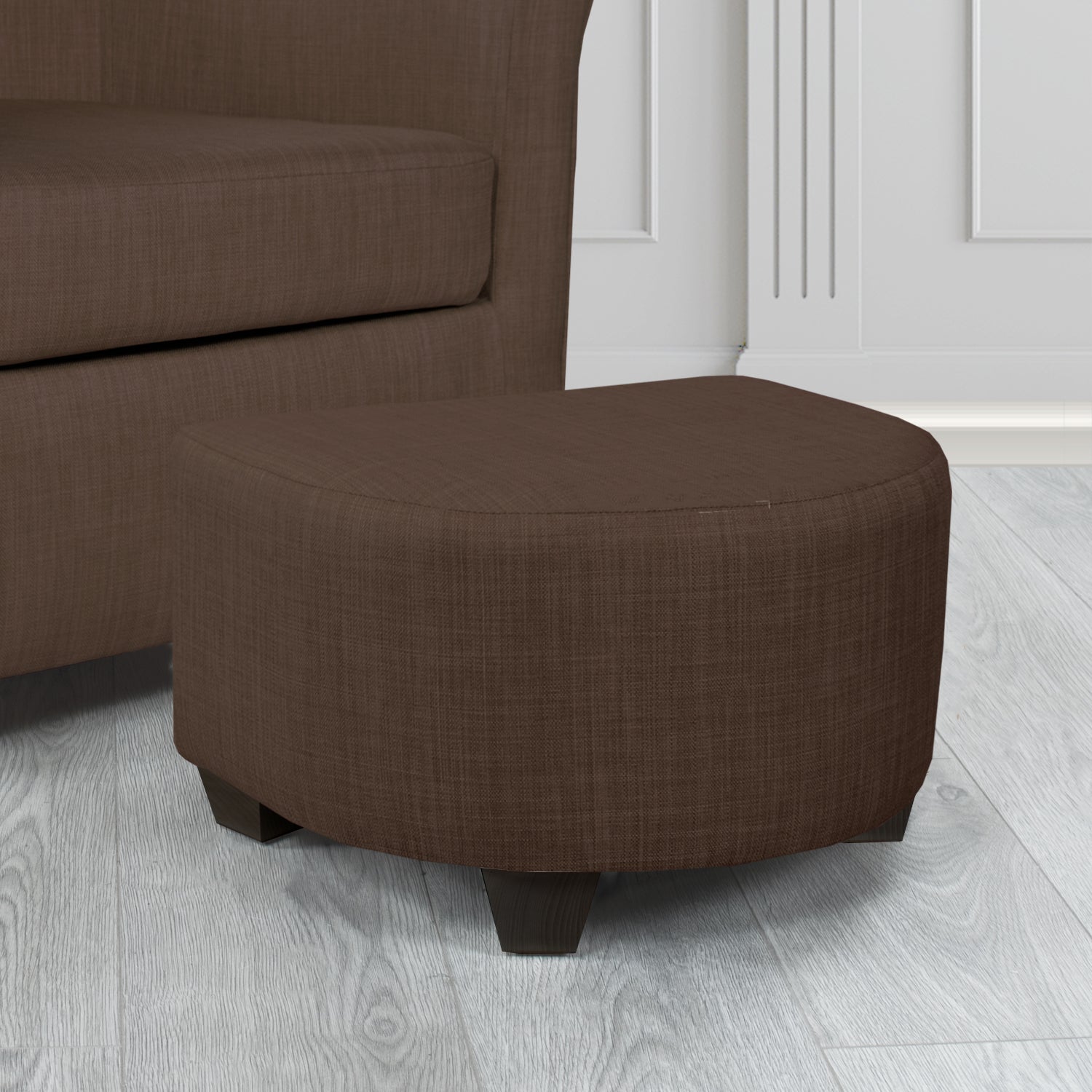 Cannes Charles Sandalwood Plain Linen Fabric Footstool - The Tub Chair Shop