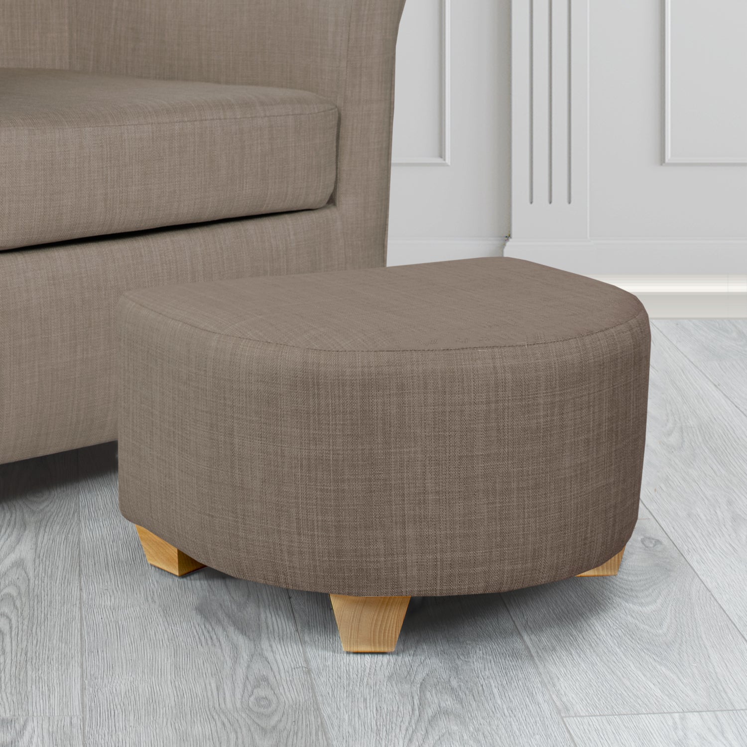 Cannes Charles Slate Plain Linen Fabric Footstool - The Tub Chair Shop