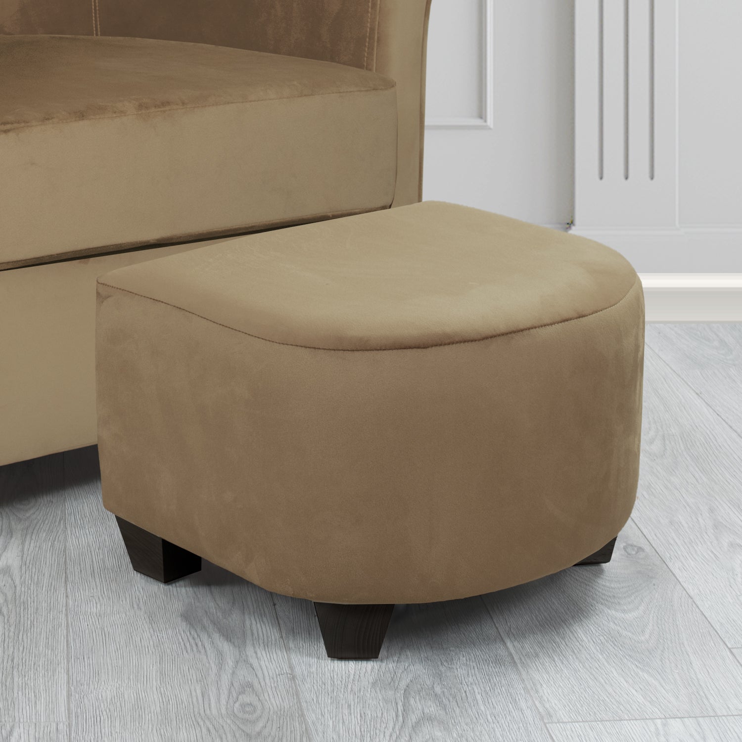 Cannes Monaco Biscuit Plain Velvet Fabric Footstool (6602824089642)