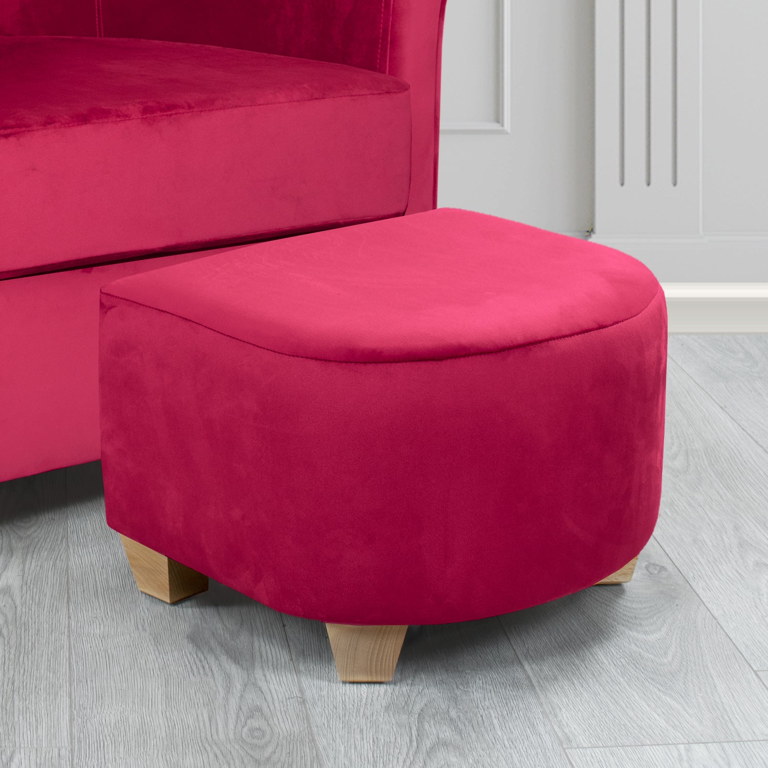 Cannes Monaco Boysenberry Plain Velvet Fabric Footstool (6602827005994)