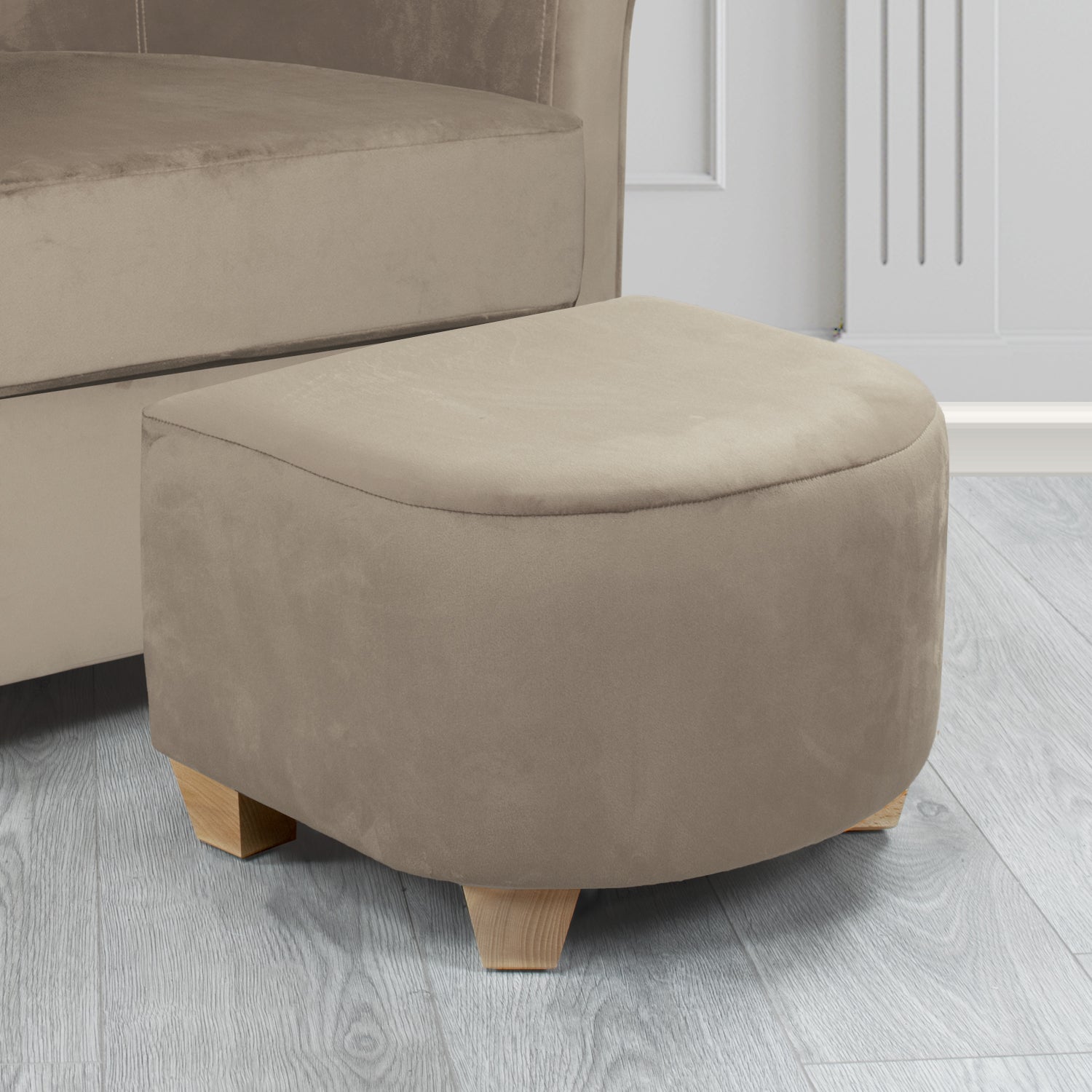 Cannes Monaco Cedar Plain Velvet Fabric Footstool (6602827300906)