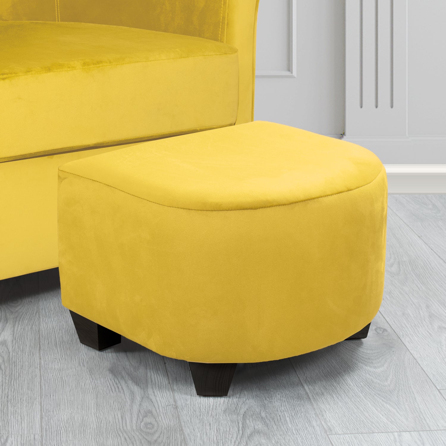 Cannes Monaco Lemon Plain Velvet Fabric Footstool (6603458805802)