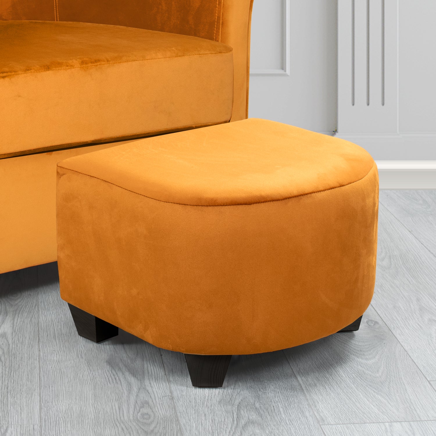 Cannes Monaco Saffron Plain Velvet Fabric Footstool (6603519164458)
