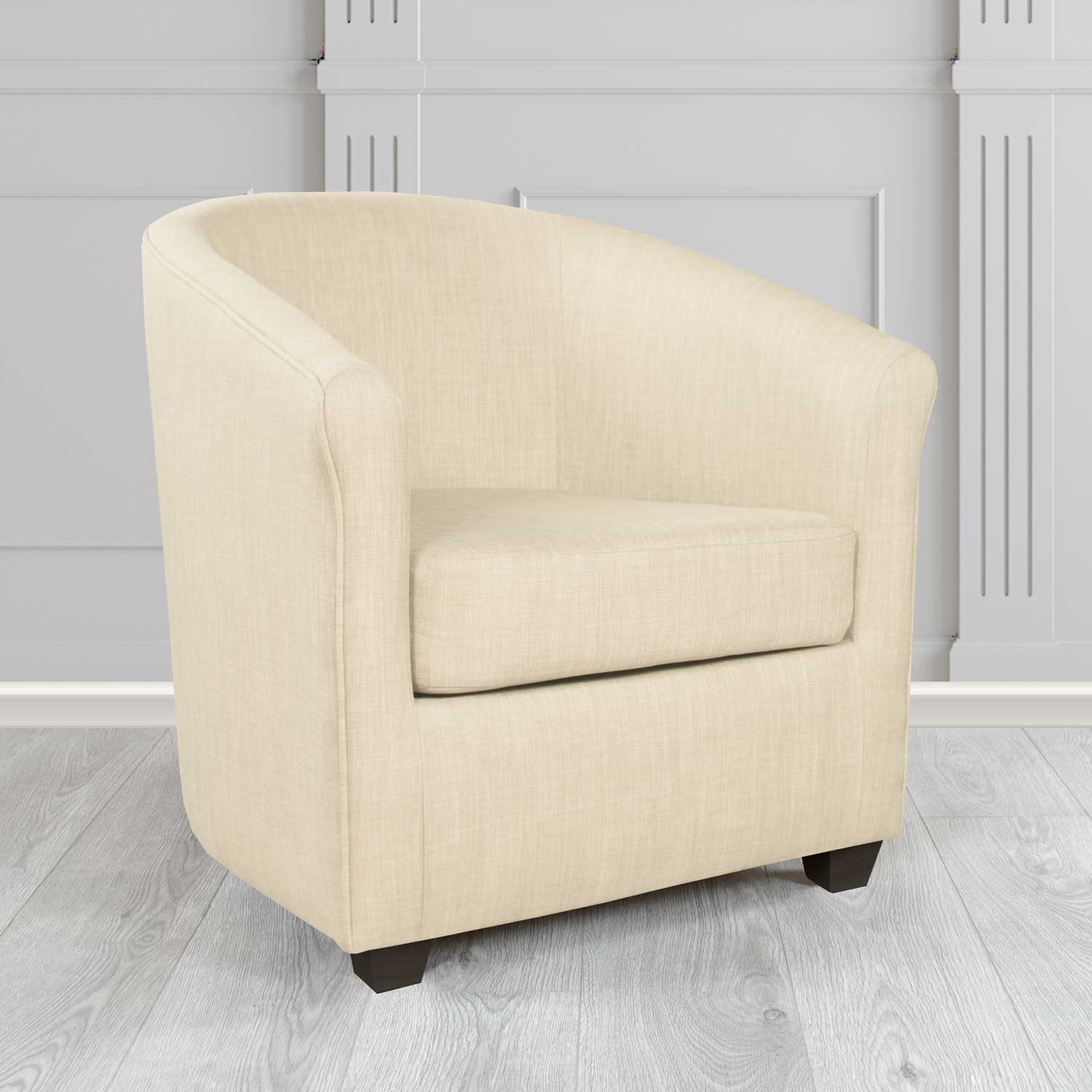 Cannes Charles Cream Plain Linen Fabric Tub Chair