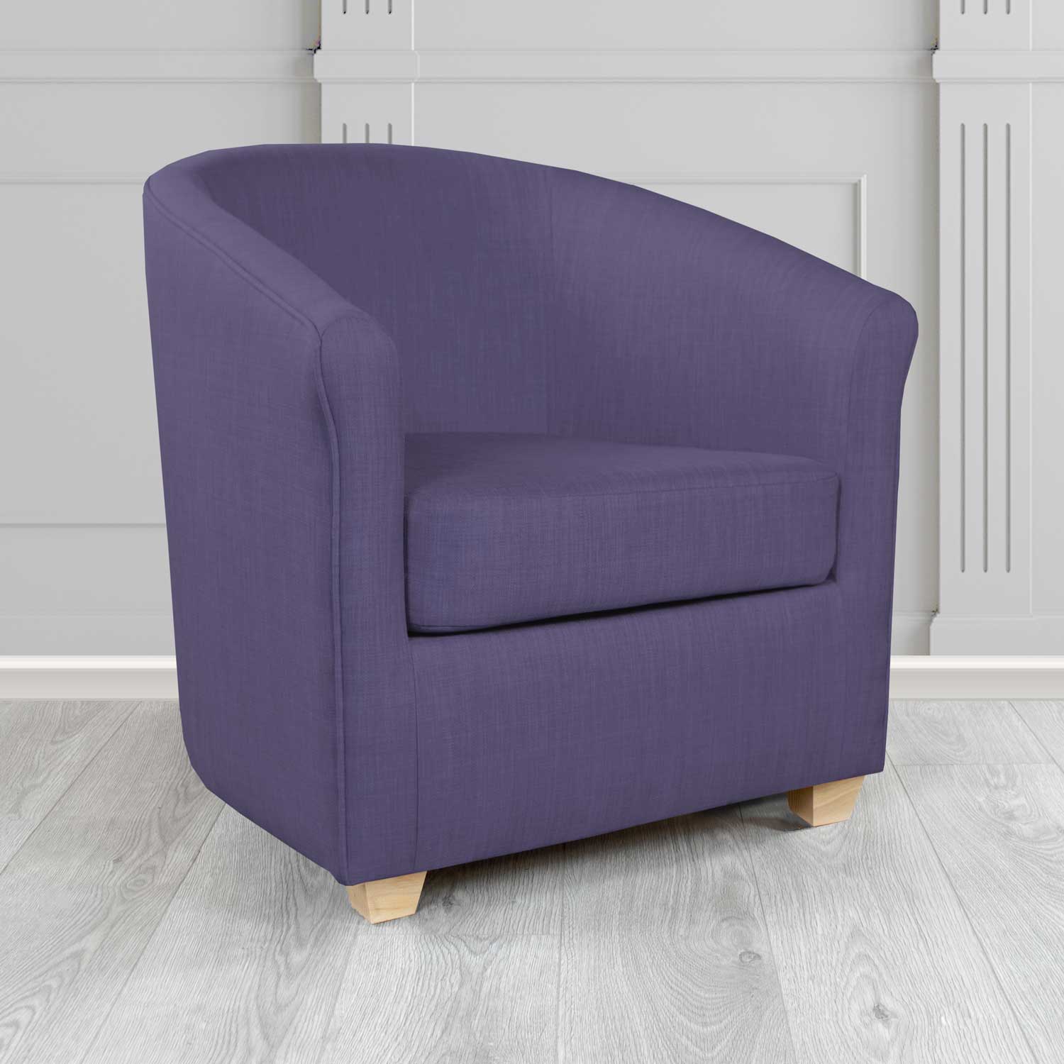 Cannes Charles Purple Plain Linen Fabric Tub Chair - The Tub Chair Shop