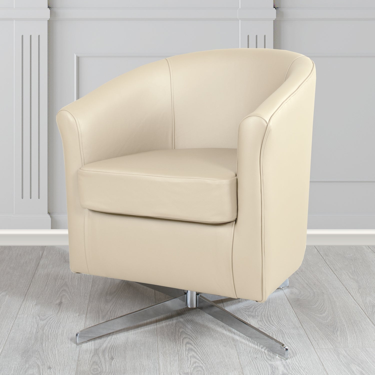 Cannes Contempo Ivory Crib 5 Genuine Leather Swivel Tub Chair