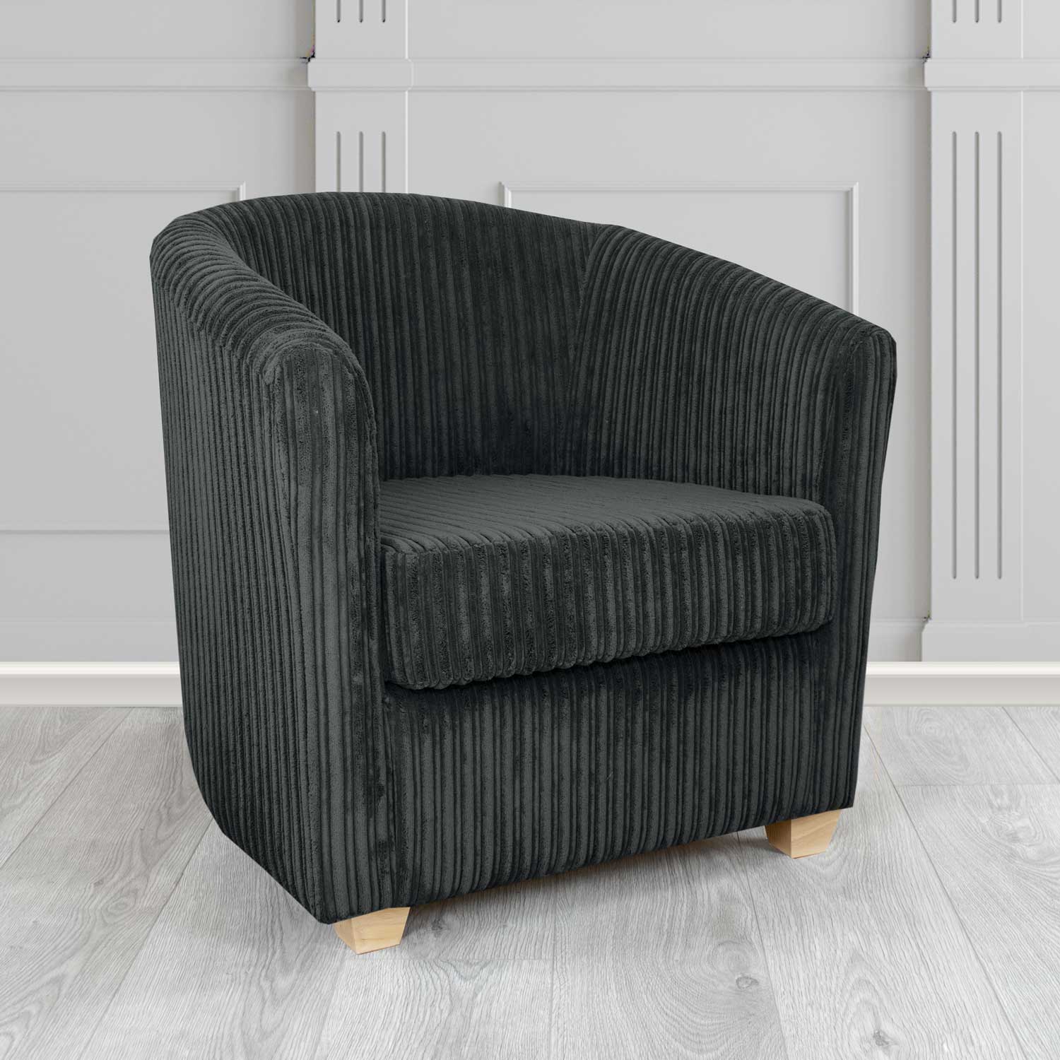 Cannes Conway Black Plain Texture Fabric Tub Chair (6582729637930)