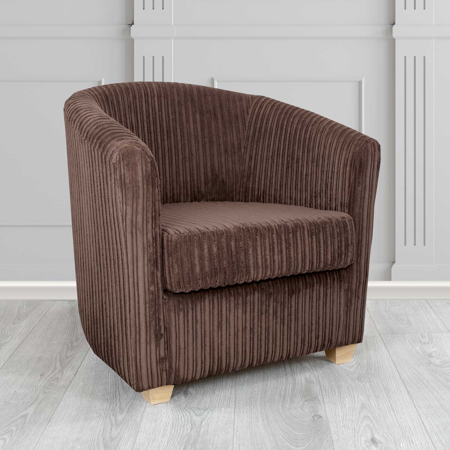 Cannes Conway Chocolate Plain Texture Fabric Tub Chair (6582737109034)