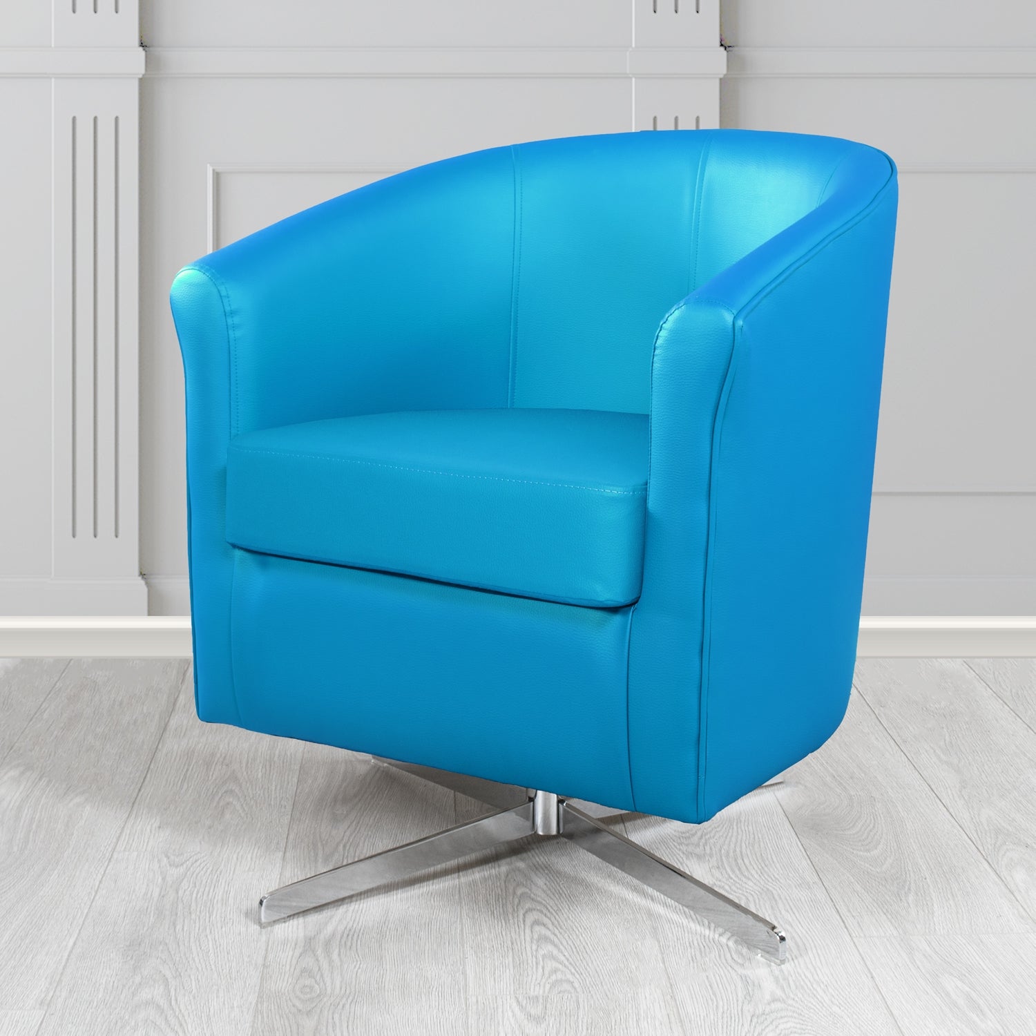 Cannes Electric Blue DN Faux Leather Swivel Tub Chair (6628960108586)
