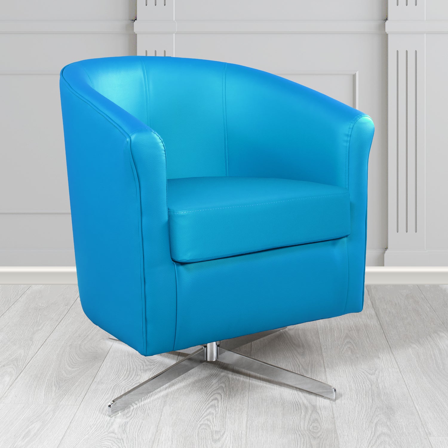 Cannes Electric Blue DN Faux Leather Swivel Tub Chair (6628960108586)