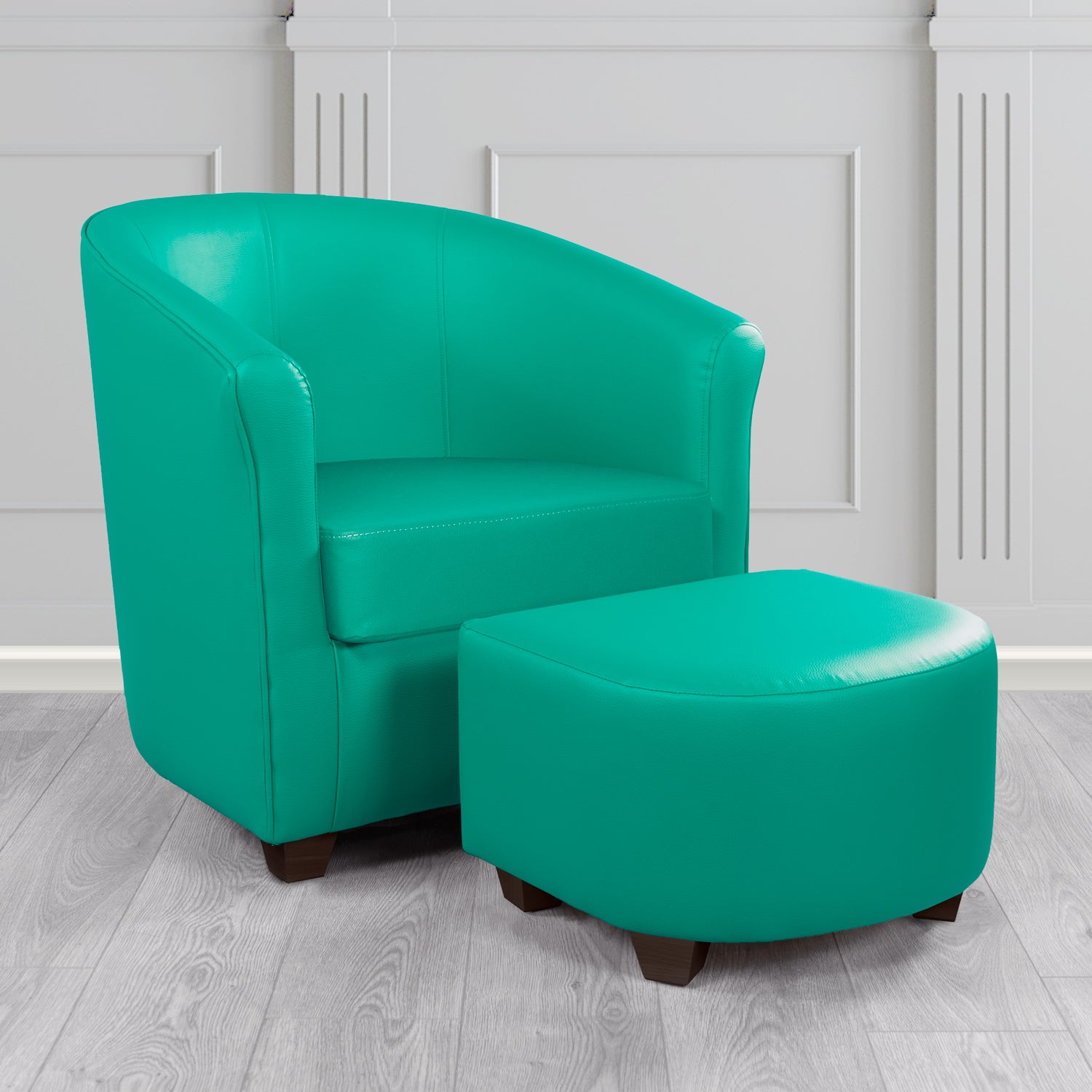 Cannes Tub Chair with Footstool Set in Just Colour Scrubs Crib 5 Faux Leather