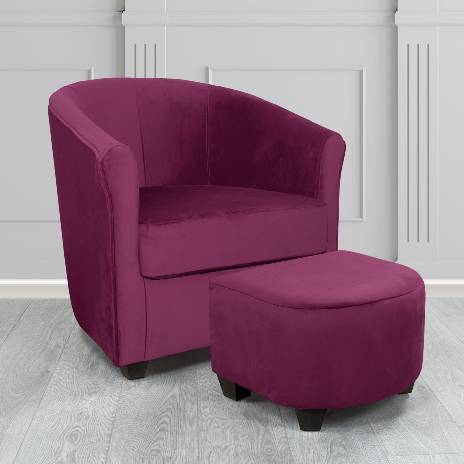 Cannes Monaco Amethyst Plush Velvet Fabric Tub Chair & Footstool Set (6597194743850)