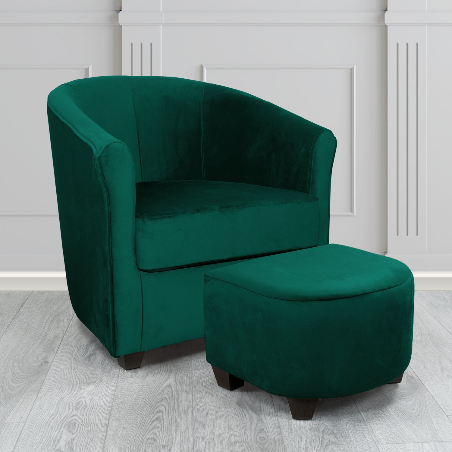 Cannes Monaco Jasper Plush Velvet Fabric Tub Chair & Footstool Set (6597251072042)