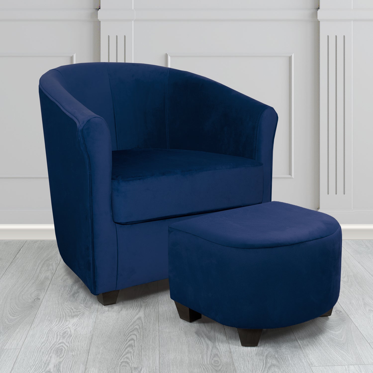 Cannes Monaco Royal Plush Velvet Fabric Tub Chair & Footstool Set (6597268471850)